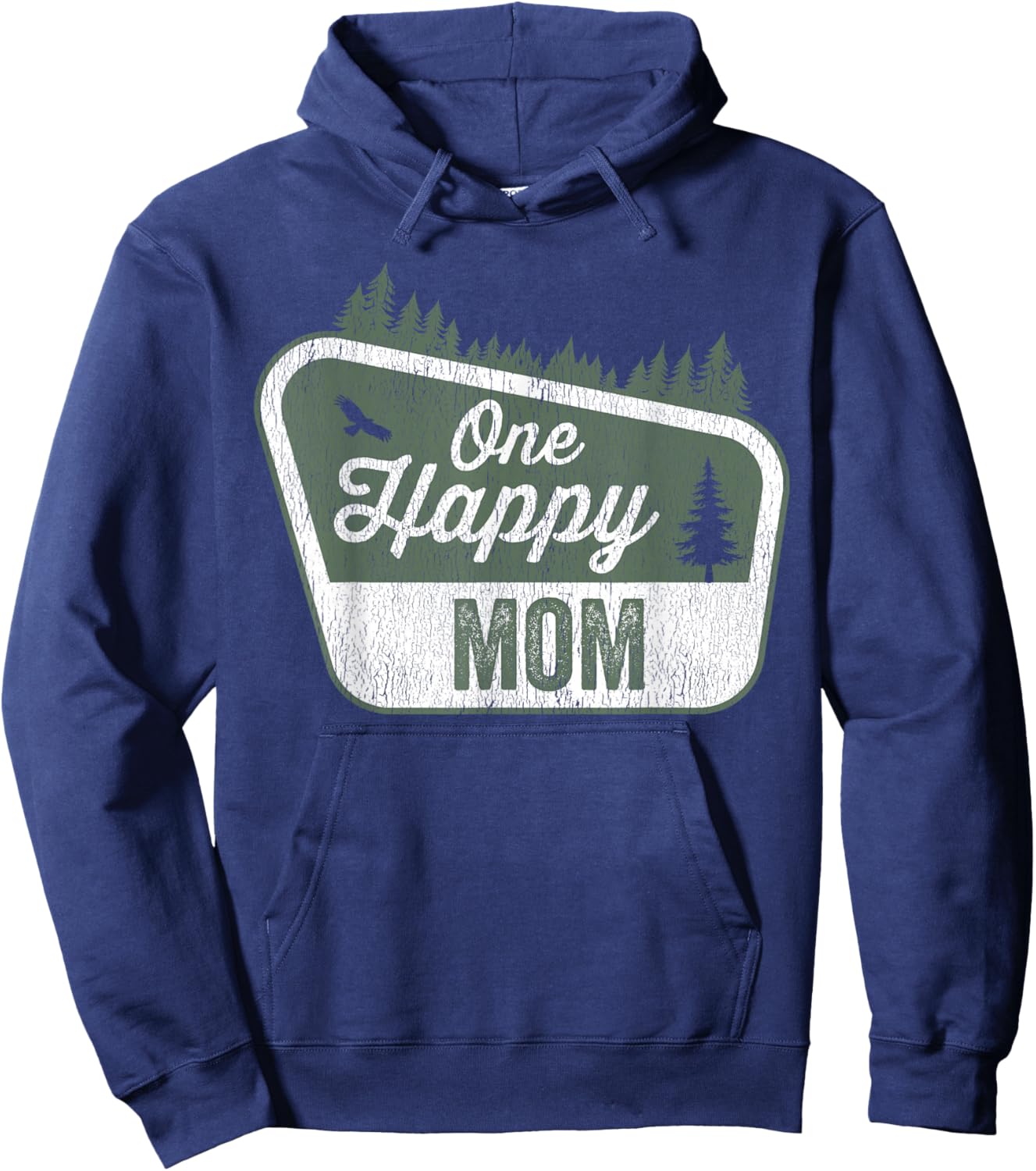 One Happy Mom Matching Family Birthday Party Camping Hoodie - Hoodie | Navy