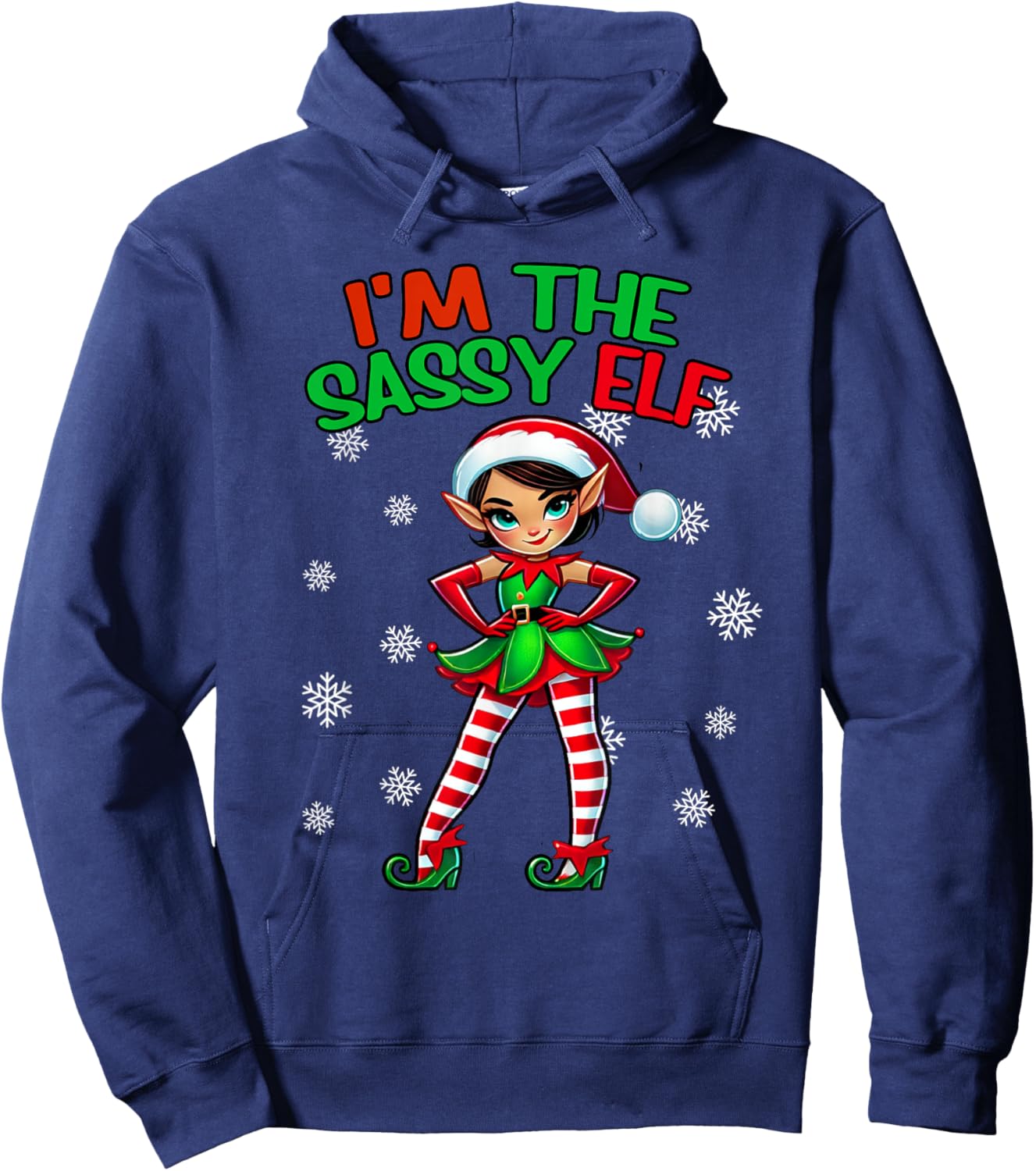I'm The Sassy Elf Shirt Christmas Pajama Xmas PJ Hoodie - Hoodie | Navy