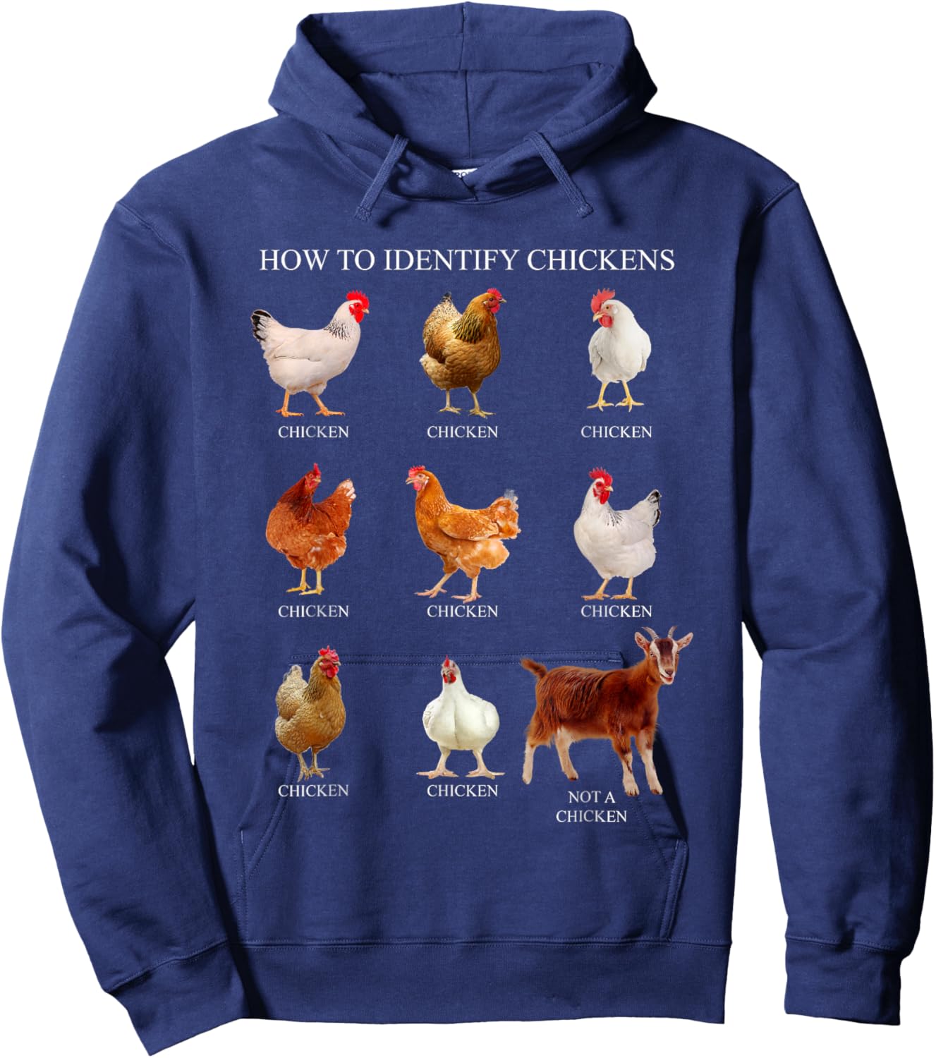 How To Identify Chickens Chicken -Adults, -Kids Black Small Hoodie - Hoodie | Navy