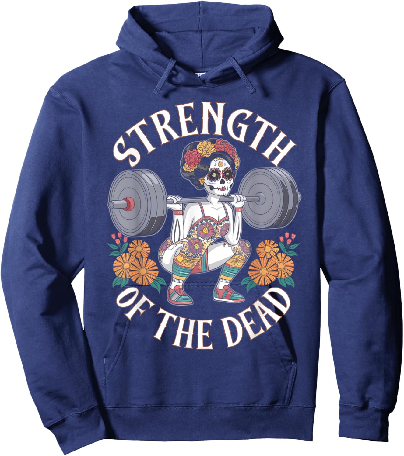 Dia De Los Muertos La Catrina Day of the Dead Gym Workout Hoodie - Hoodie | Navy