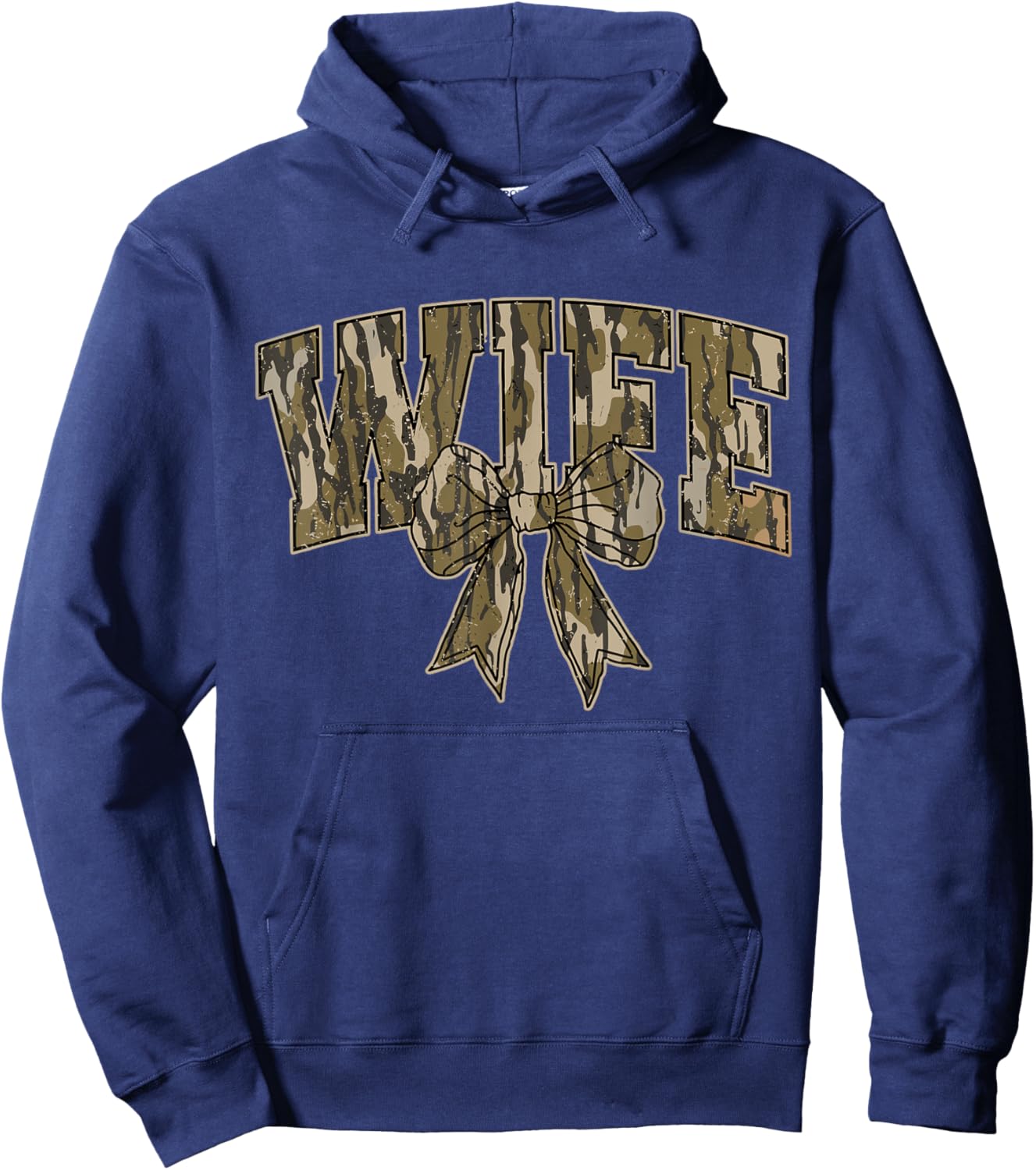 Hunting Wife Camo Bow Hunting Season Wife Hunting Lover Hoodie - Hoodie | Navy