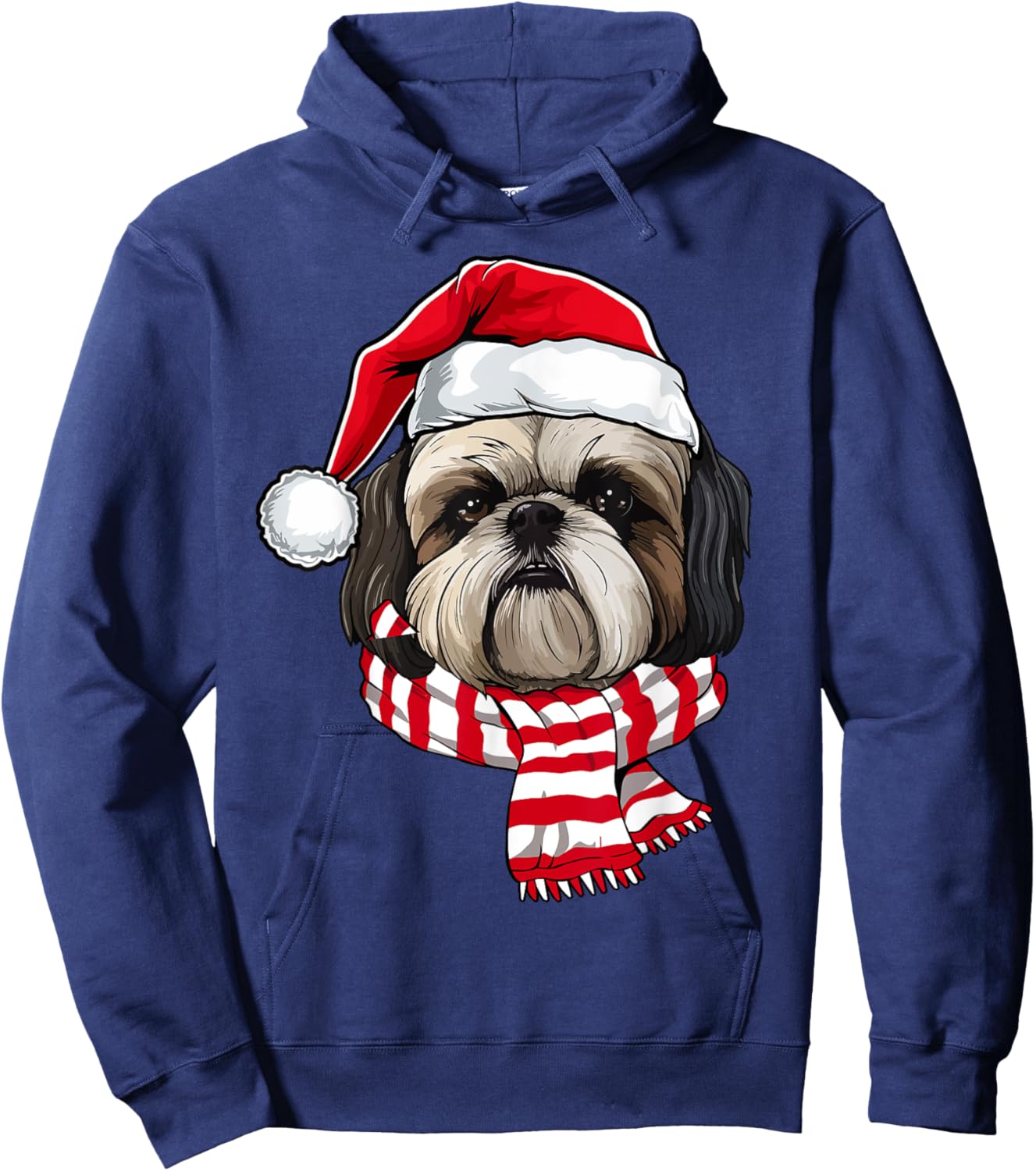 Santa Shih Tzu Christmas Dog Lover Men Women Kids Hoodie - Hoodie | Navy