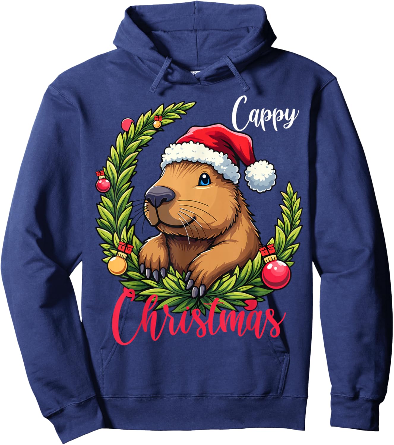Capybara Santa Clause Christmas Hoodie - Hoodie | Navy