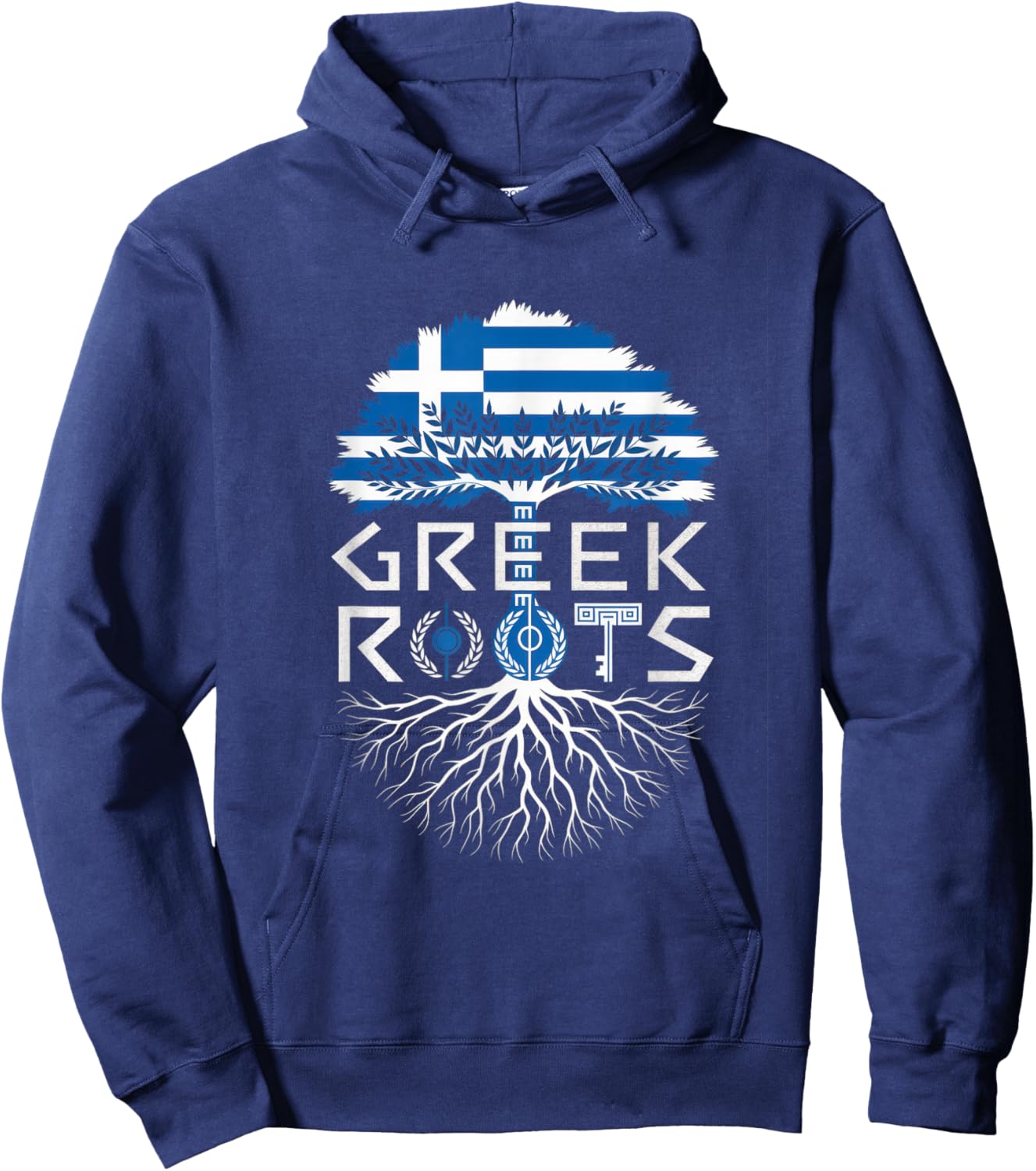 Greek Roots - Greece Flag Colors Family Tree Souvenir Hoodie - Hoodie | Navy