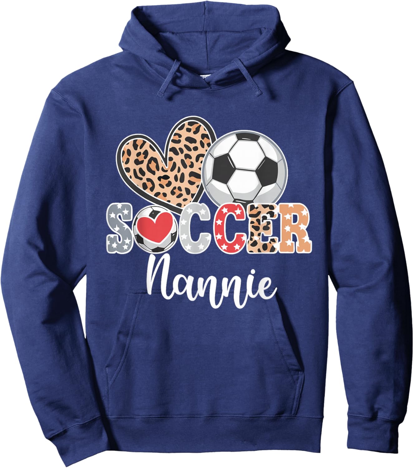 Soccer Nannie Cute Leopard Heart Hoodie - Hoodie | Navy