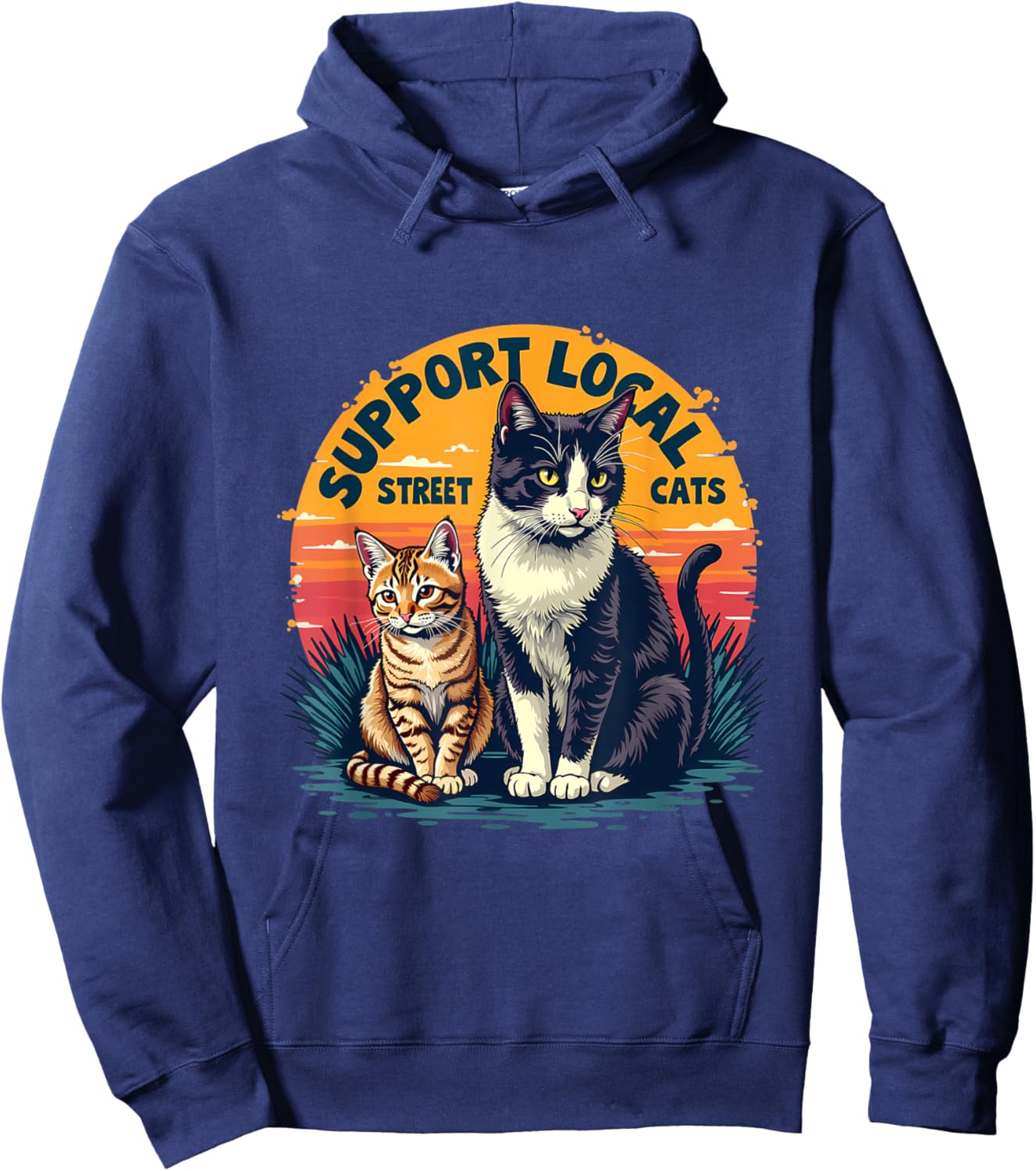 Support Local Street Cats Feline Rescue Awareness Hoodie - Hoodie | Navy