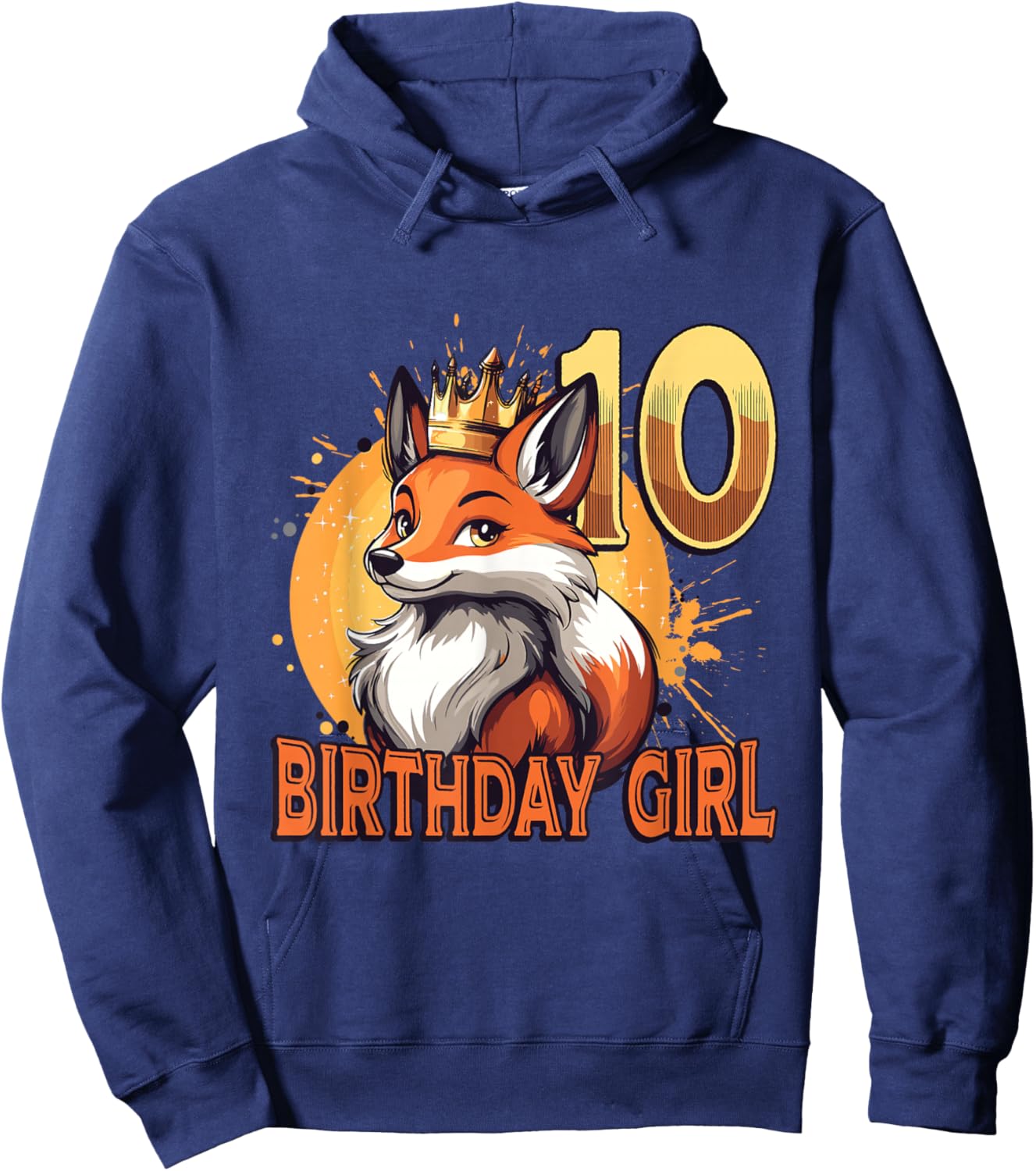 10th Birthday Party Girls 10 Years Birthday Girl Fox Hoodie - Hoodie | Navy