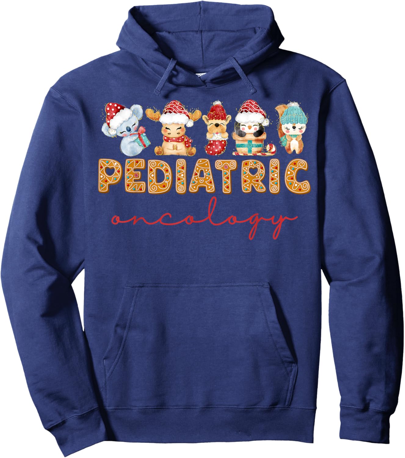 Pediatric Oncology Nurse Christmas Animal PEDS Oncologist Hoodie - Hoodie | Navy
