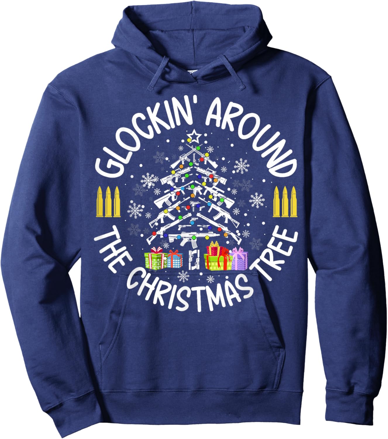 Glockin' Around the Christmas Tree Funny Gun Lover Novelty Hoodie - Hoodie | Navy