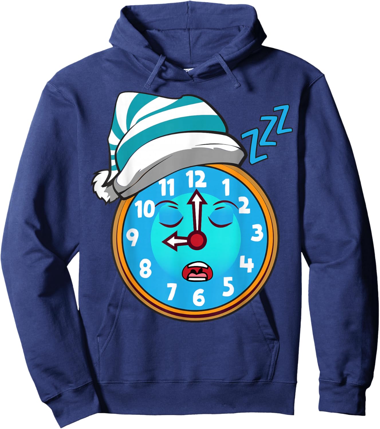 Zzz Sleepy Clock Character Sleepy Time Graphics Hoodie - Hoodie | Navy