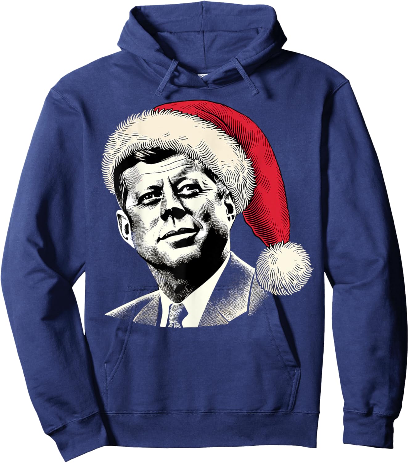 Patriotic Presidential Portrait Christmas JFK John F Kennedy Hoodie - Hoodie | Navy
