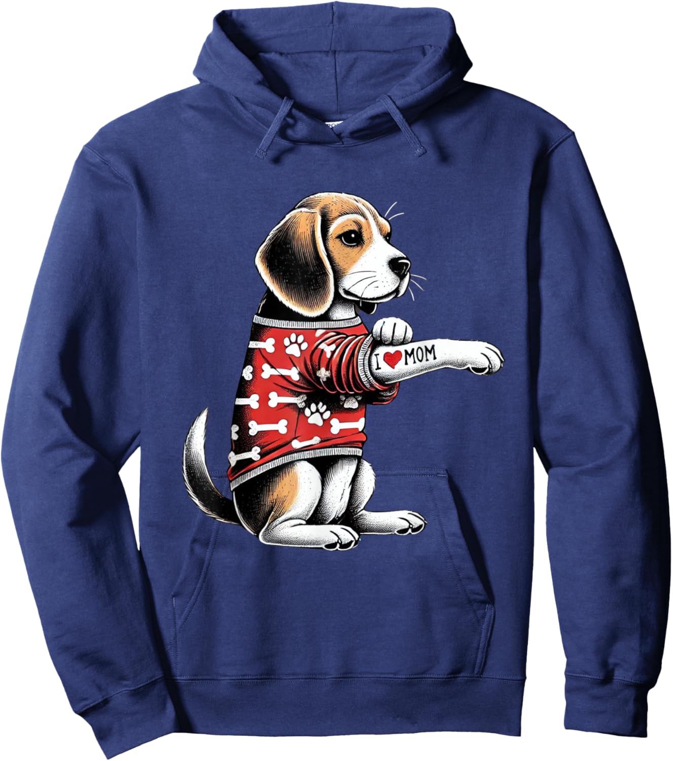 Funny I Love Mom Tattoo Beagle Mom Hoodie - Hoodie | Navy