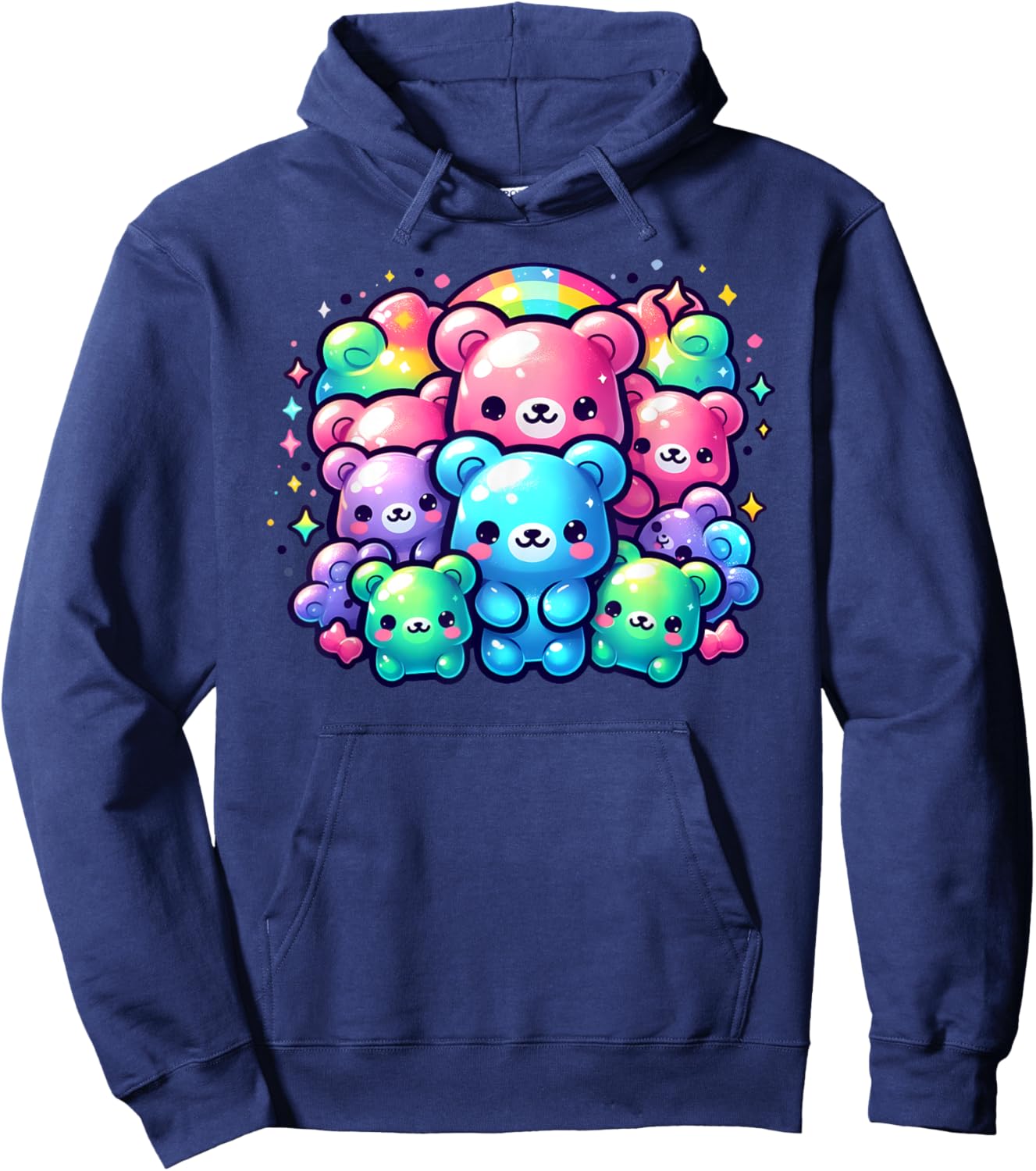 Cute Gummy Bear Rainbow Kawaii Aesthetic Teens Boys Girls Hoodie - Hoodie | Navy