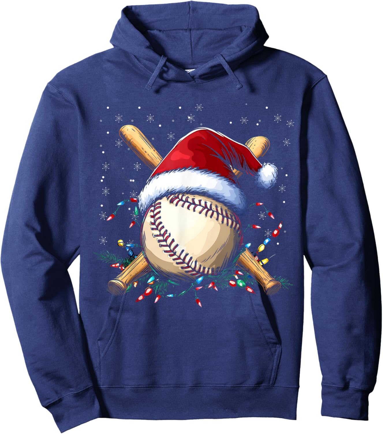 Santa Sports Design Boys Christmas Baseball Player Hoodie - Hoodie | Navy