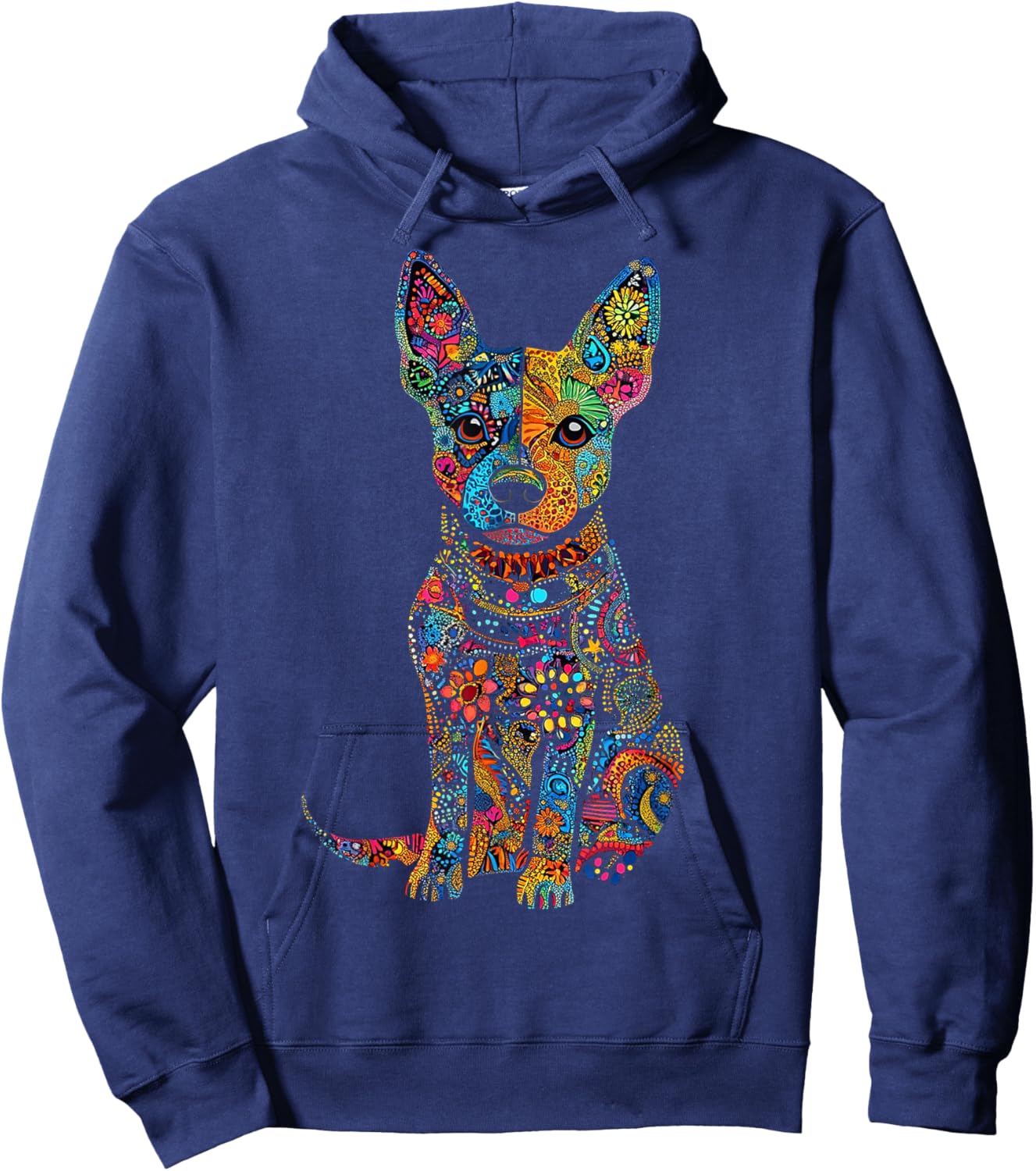Cattle Dog Graphic Pet Illustration Mandala Cattle Hoodie - Hoodie | Navy