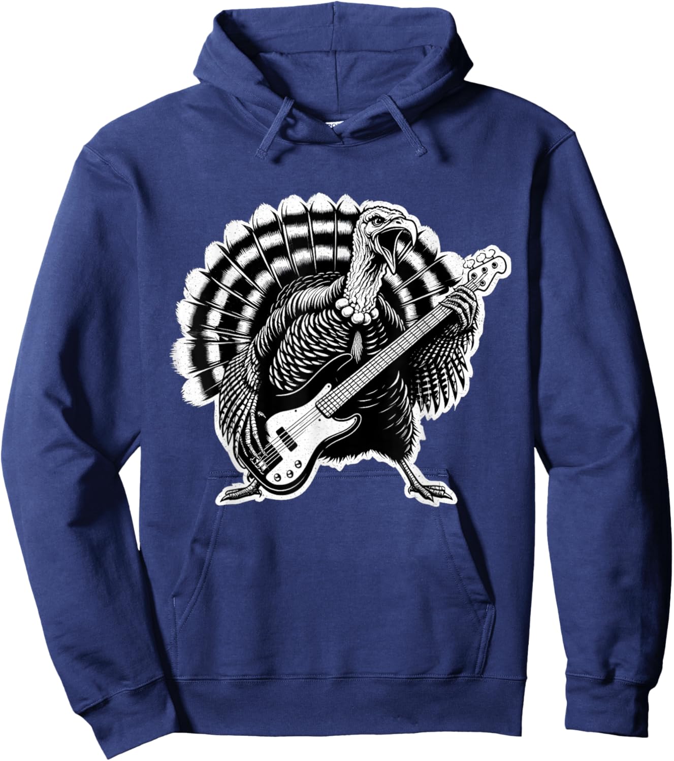 Rock Turkey Playing Guitar Rock and Roll Funny Thanksgiving Hoodie - Hoodie | Navy