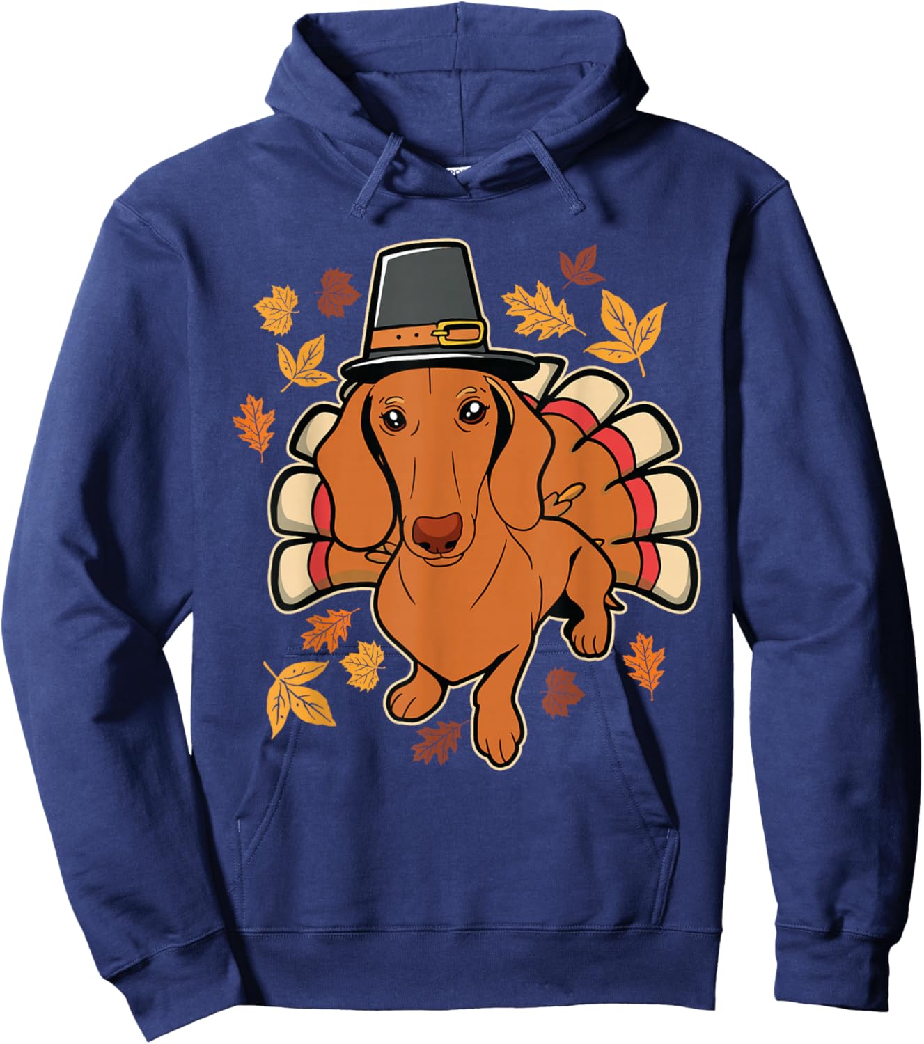 Dachshund Scarf Thanksgiving Hoodie - Hoodie | Navy