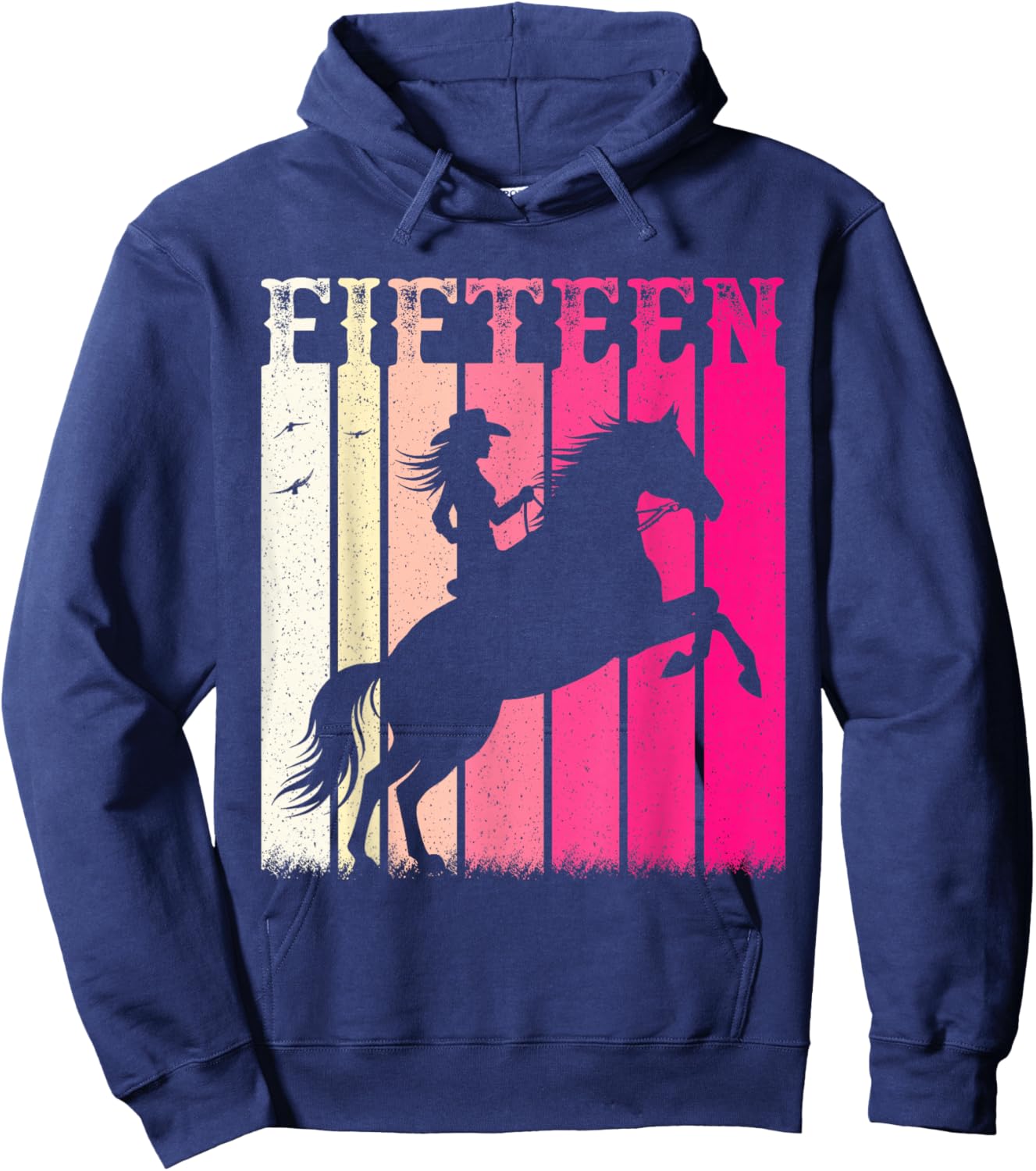 Rodeo 15th Birthday Horse Girls Cowgirl 15 Year Old Western Hoodie - Hoodie | Navy