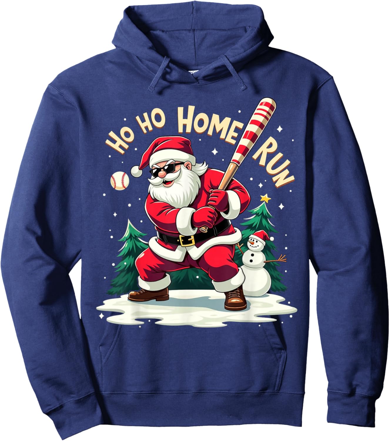 Ho Ho Home Run Santa Baseball Player Batter Christmas Hoodie - Hoodie | Navy