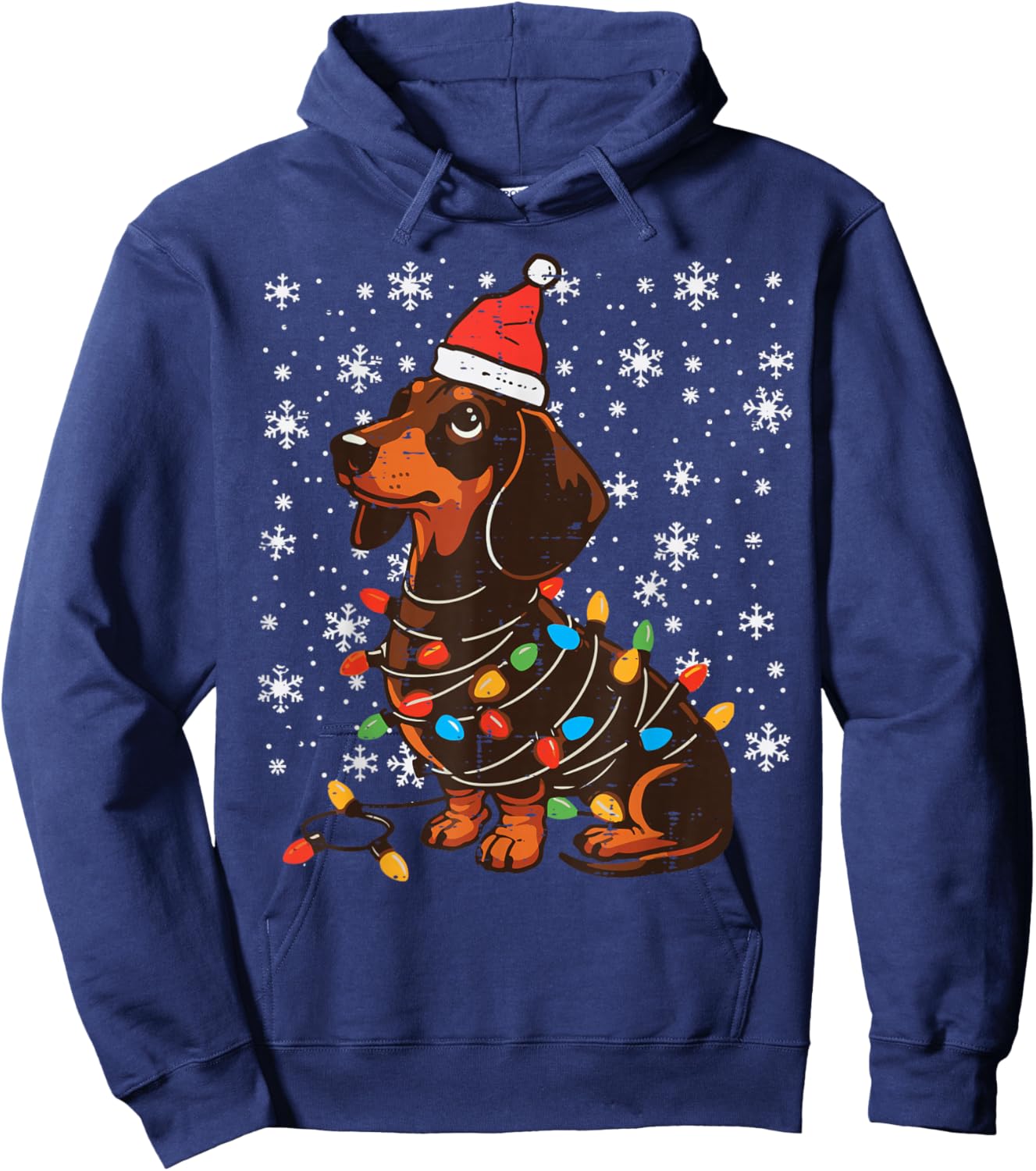 Christmas Dog Dachshund Santa Xmas Wiener Women Men Kids Hoodie - Hoodie | Navy