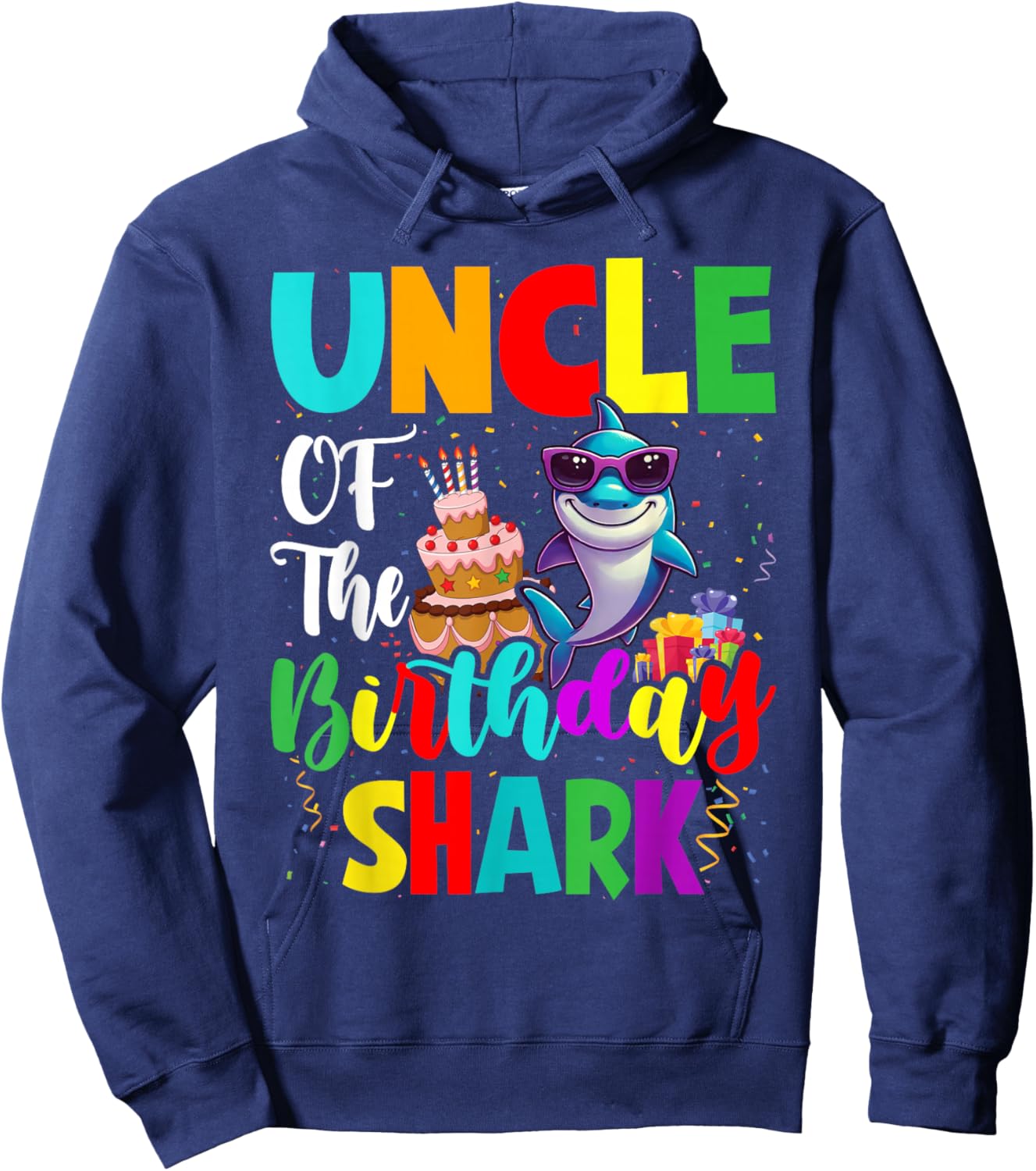 Uncle Of The Shark Birthday Family Matching Birthday Nephew Hoodie - Hoodie | Navy