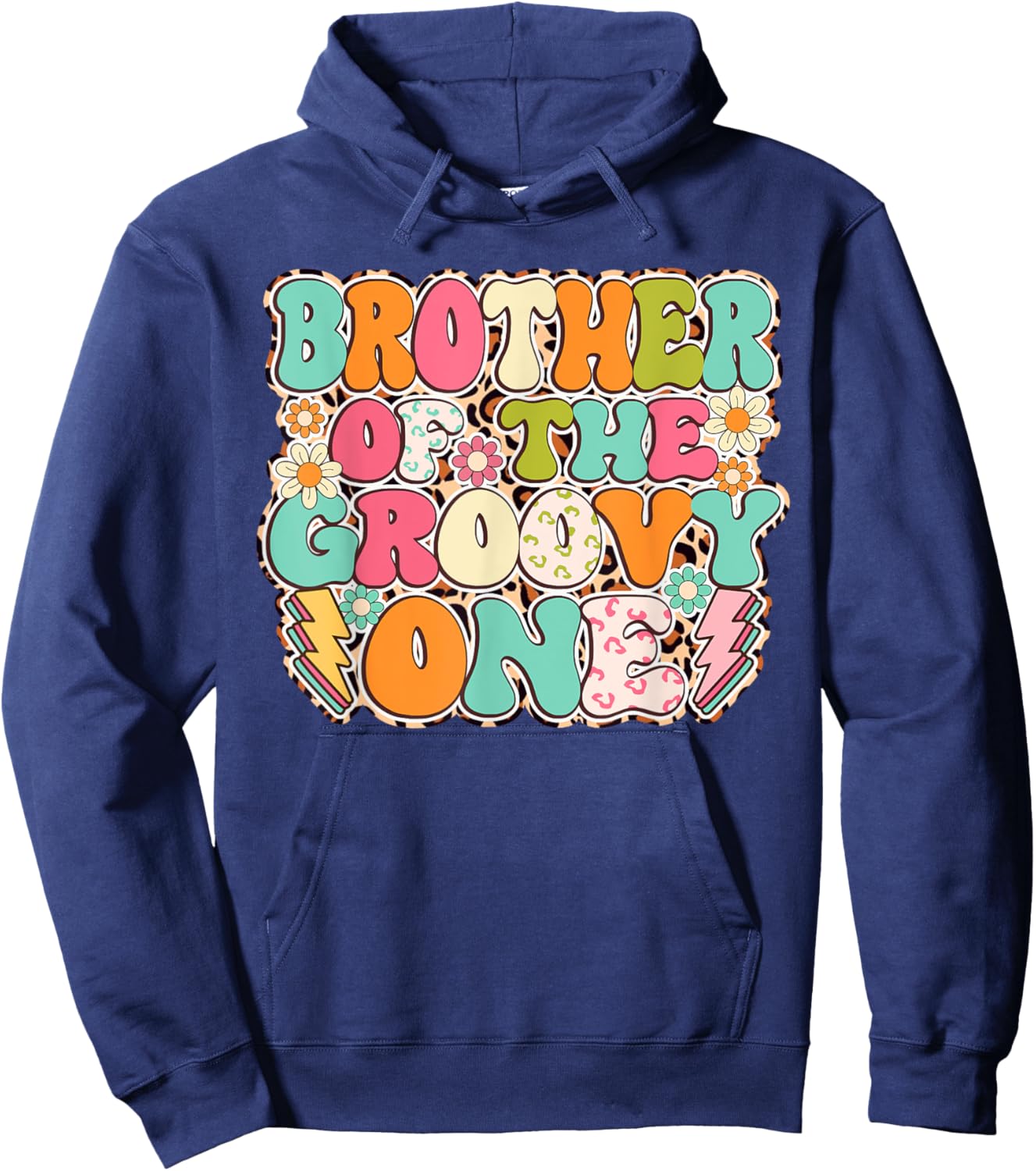 Retro Brother of Groovy One Matching Family 1st Birthday Hoodie - Hoodie | Navy