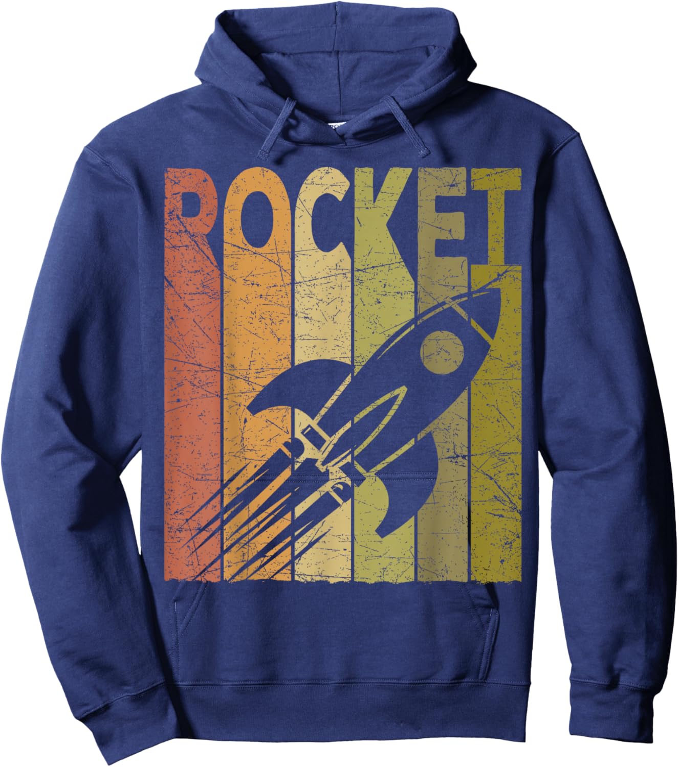 Rocket Vintage Space Rocket Ship Retro Space Nerd Spaceship Hoodie - Hoodie | Navy
