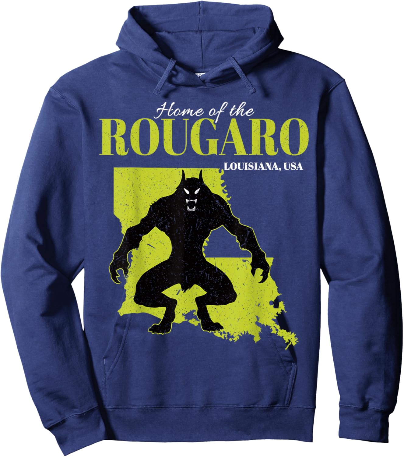 Home Of The Rougaro Louisiana State American Cryptid Hoodie - Hoodie | Navy