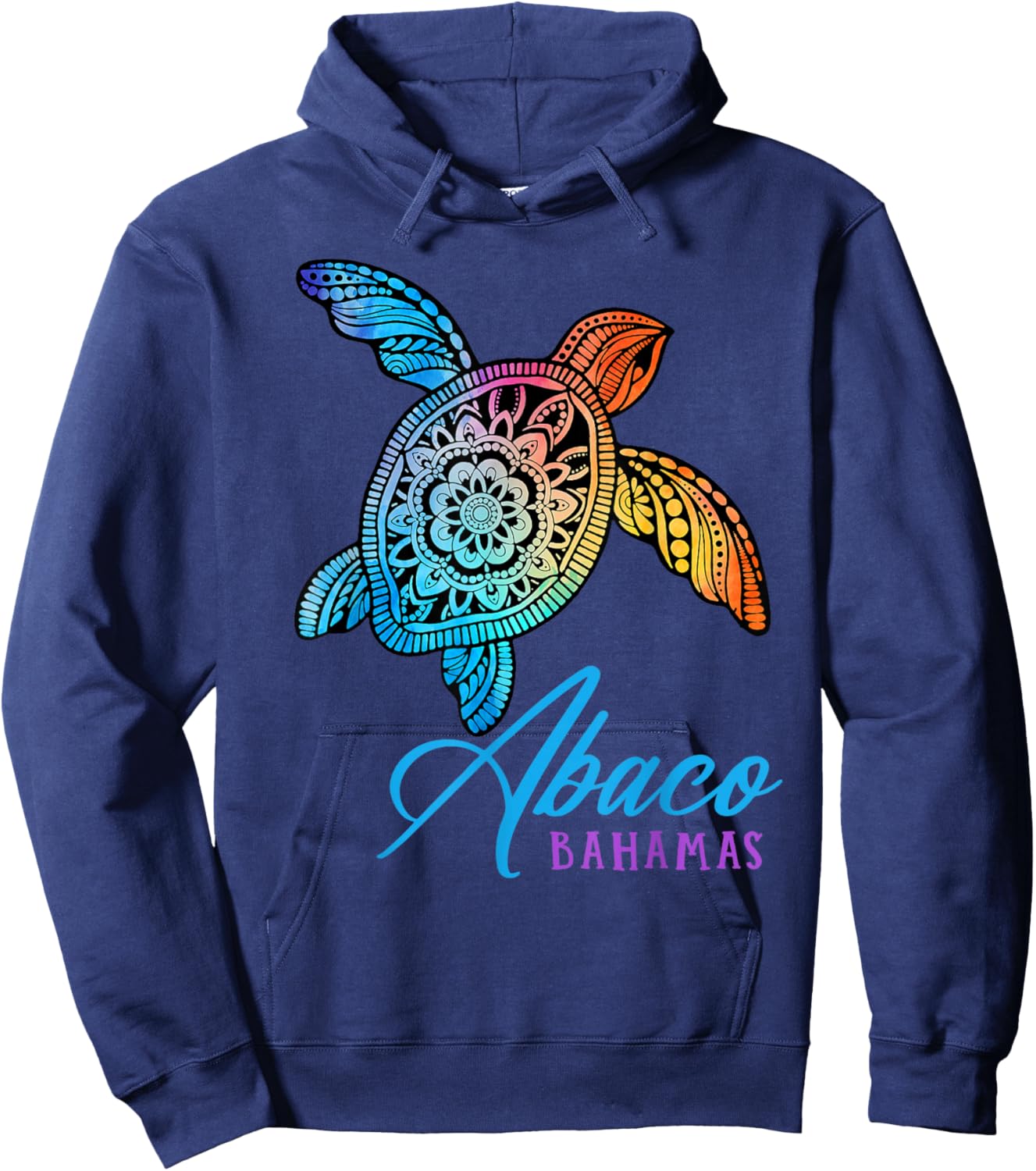 Abaco Bahamas Abaco Tribal Tie Dye Sea Turtle Hoodie - Hoodie | Navy