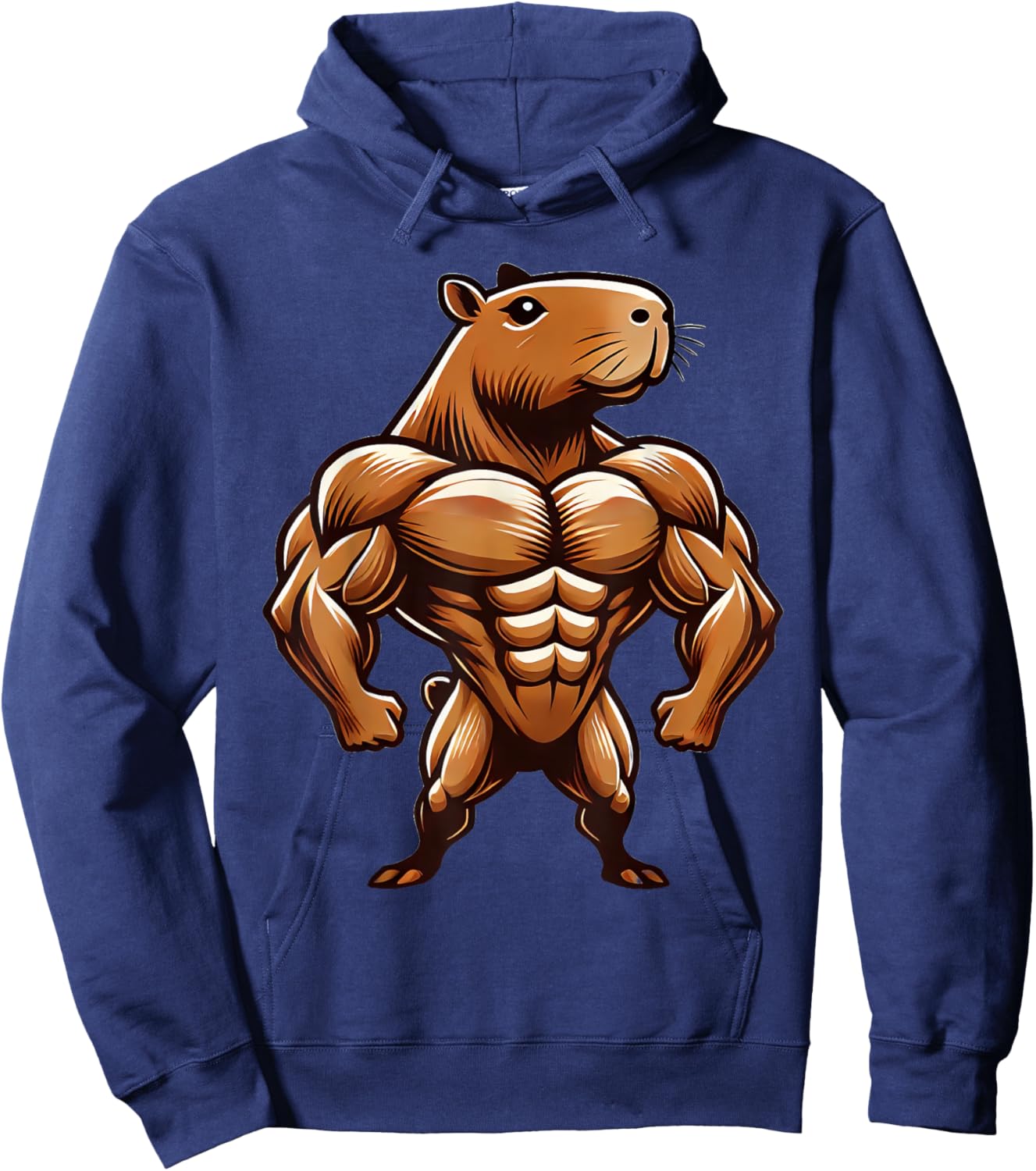 Capybara Powerlifting Weightlifting Gym Apparel -Adults & Kids Black Short Sleeve Small Modern Humorous Cartoon Gym Humor Hoodie - Hoodie | Navy