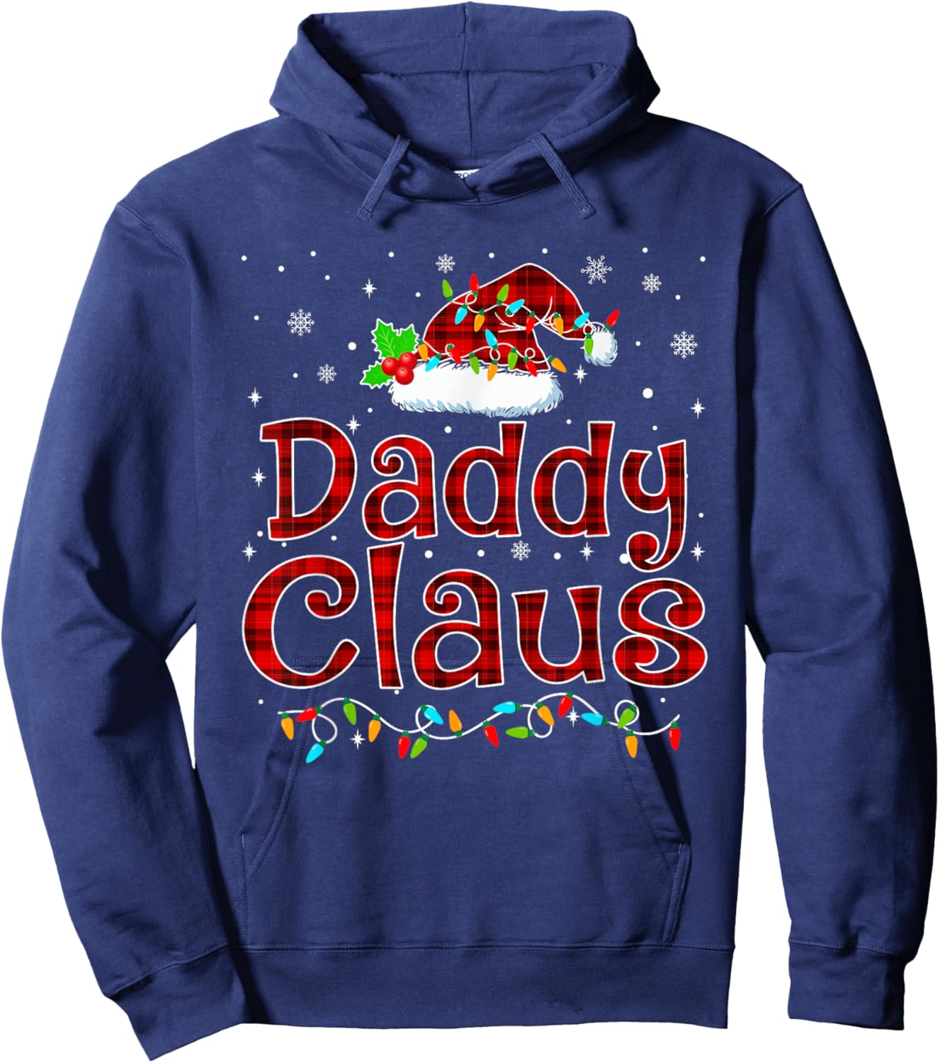 Daddy Claus Christmas Pajama Matching Family Xmas Lights Hoodie - Hoodie | Navy