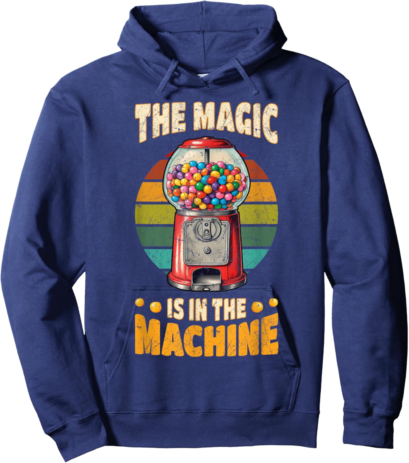 Gumball Machine Candy Bubble Gum Vintage Lover Retro Hoodie - Hoodie | Navy