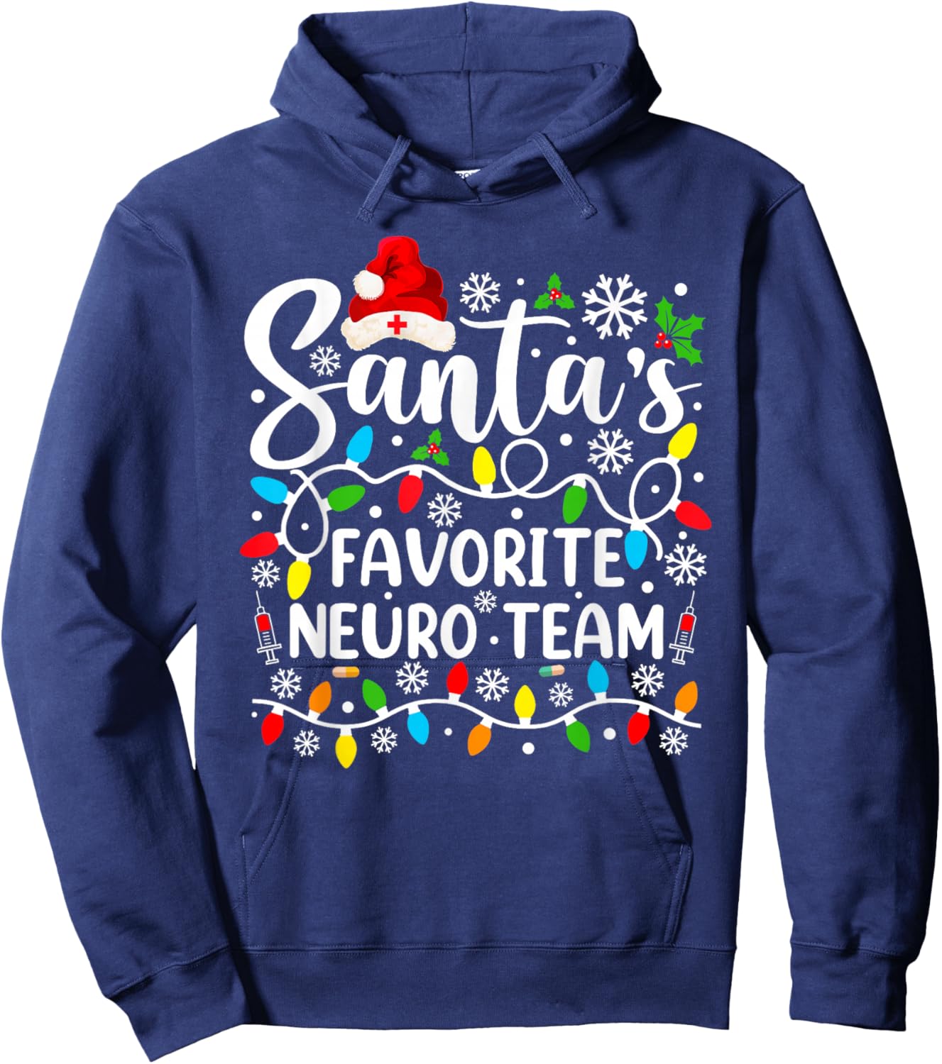 Santa's Favorite Neuro Team Christmas Neurology Nurse Crew Hoodie - Hoodie | Navy