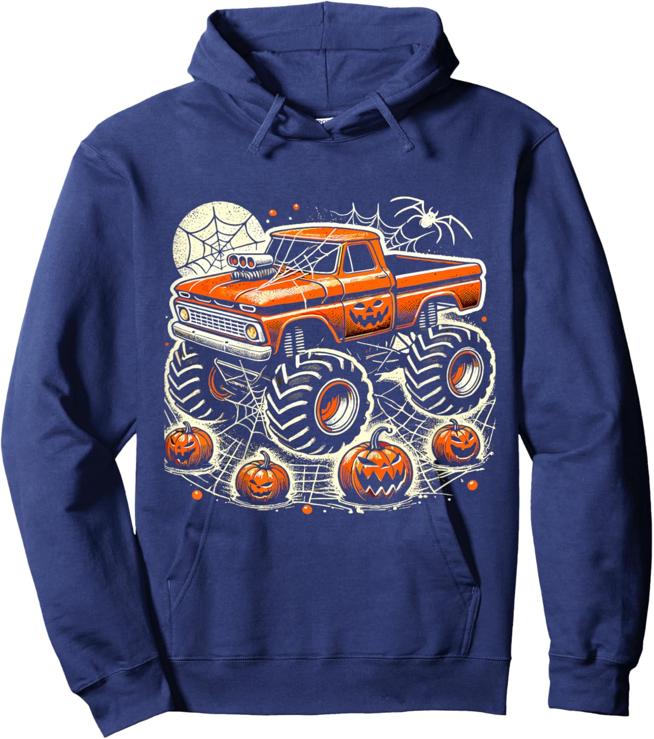 Kids Monster Truck Toddler Halloween Shirts for Kids Spider Web Hoodie - Hoodie | Navy