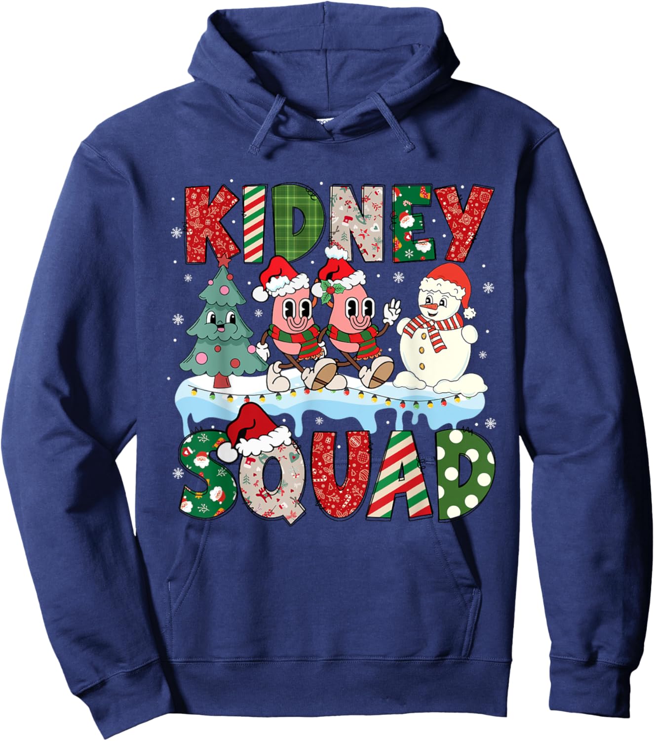 Kidney Squad Xmas Tree Snowman Dialysis Nurse Christmas Hoodie - Hoodie | Navy