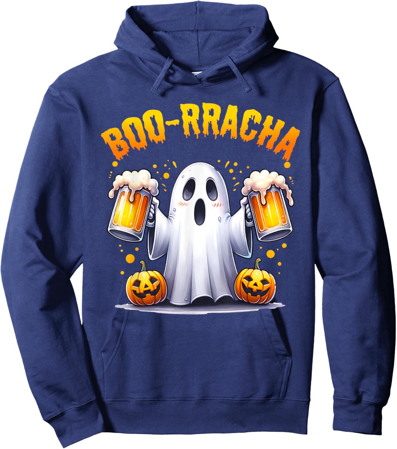 Boo-racha Funny Halloween Ghost Beer Design Borracha Hoodie - Hoodie | Navy