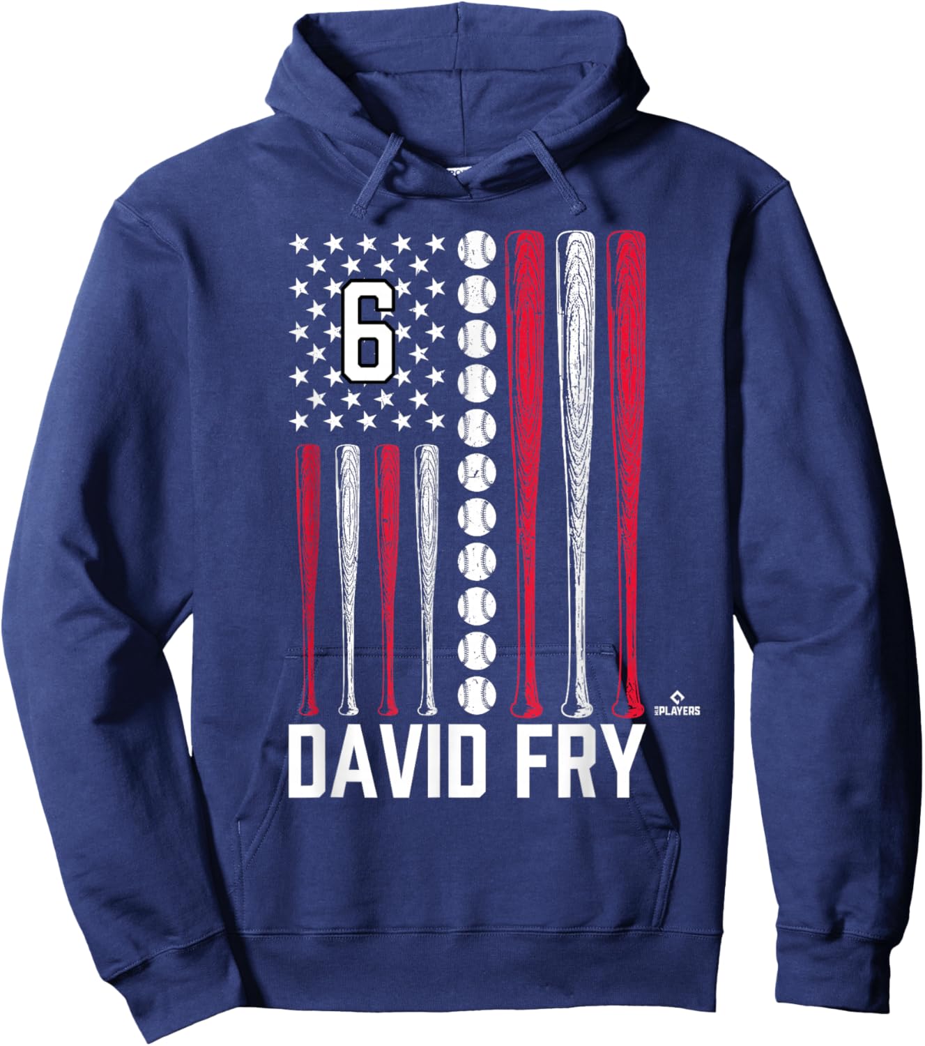 Baseball American Flag David Fry Cleveland Baseball MLBPA Hoodie - Hoodie | Navy