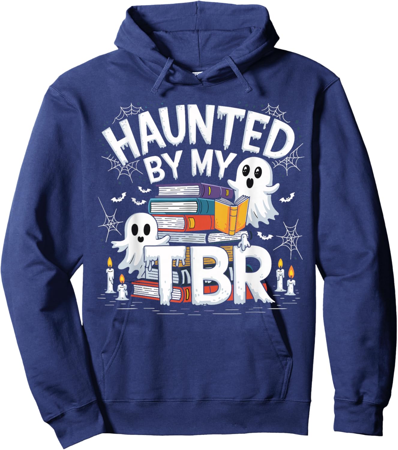 Halloween Book Lover Teacher Ghost Costume Haunted By My Tbr Hoodie - Hoodie | Navy