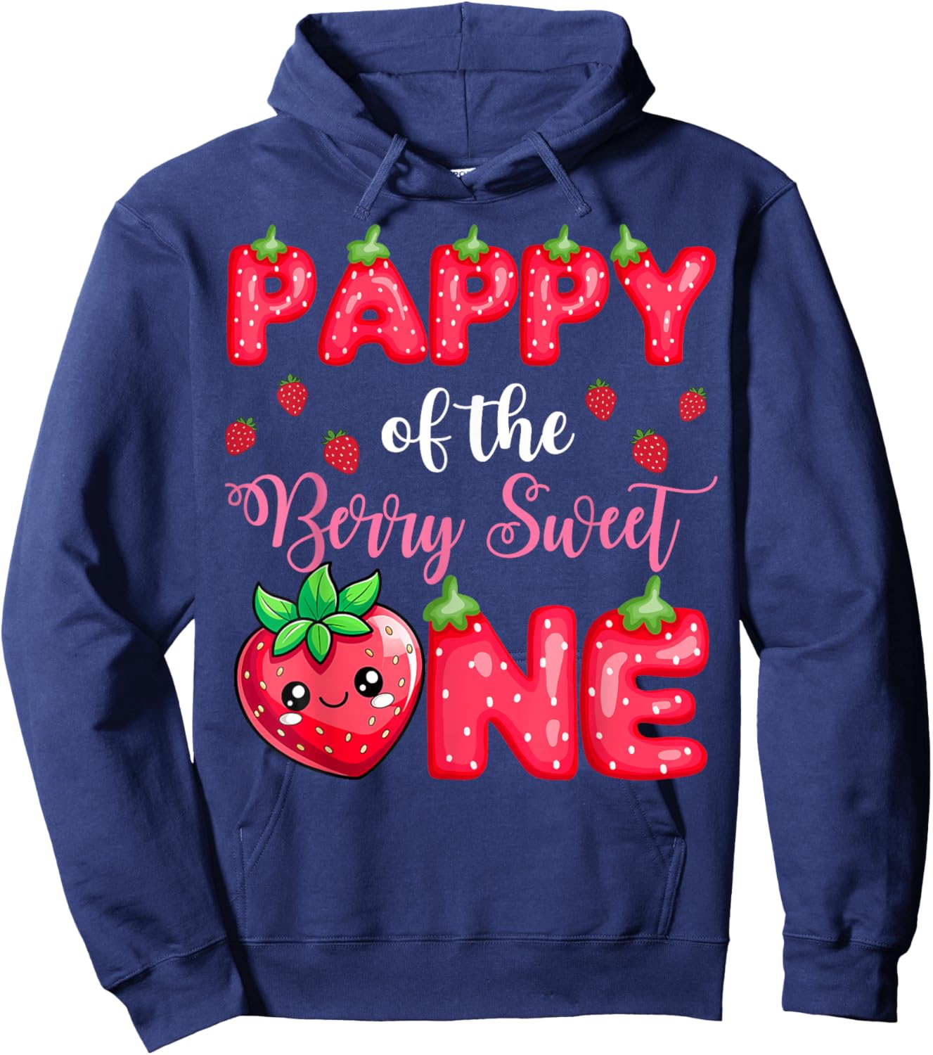 Pappy Of The Berry Sweet One 1St Birthday Strawberry Hoodie - Hoodie | Navy