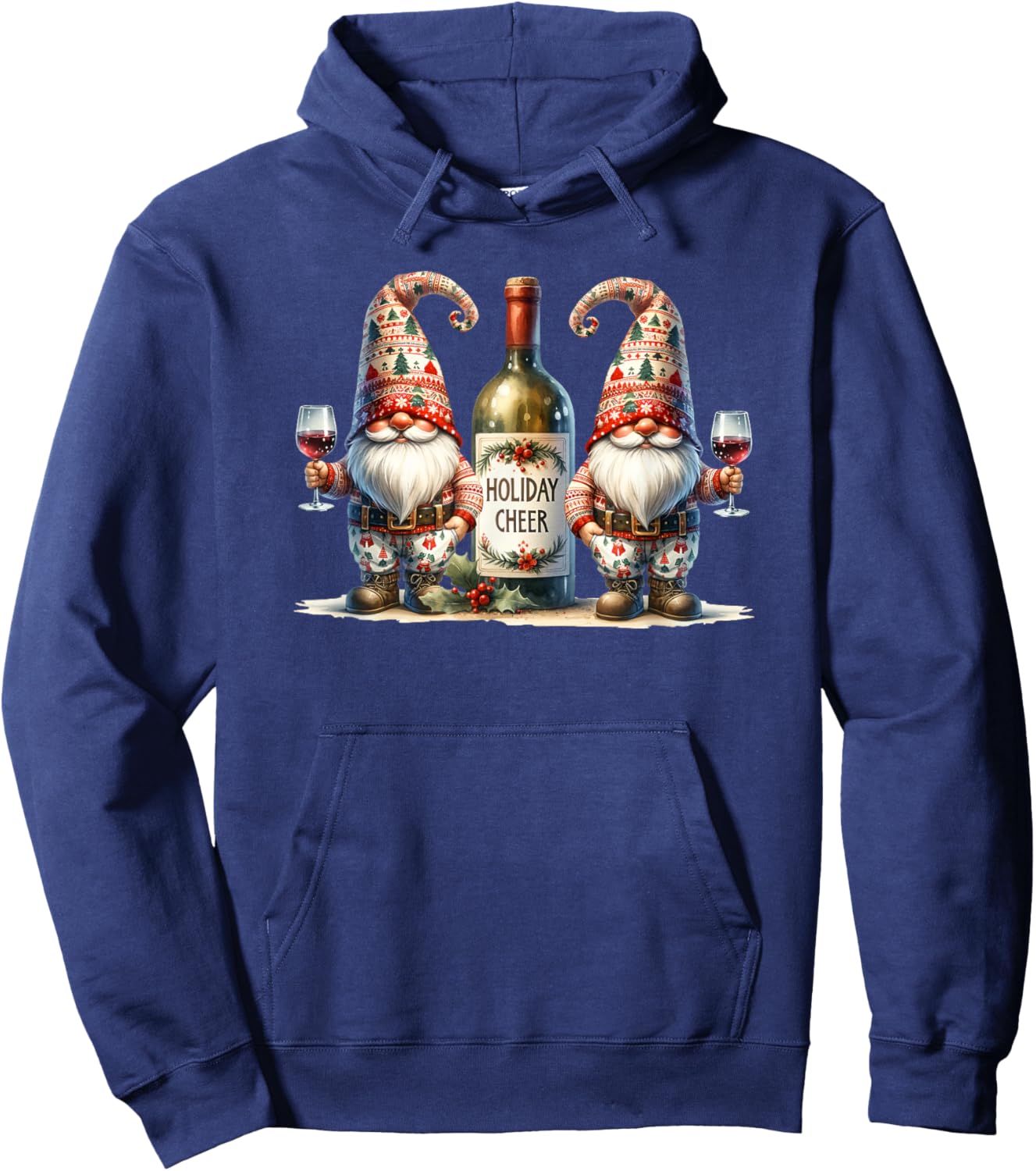 Christmas Wine Santa Gnomes For Xmas Holiday Cheer Hoodie - Hoodie | Navy