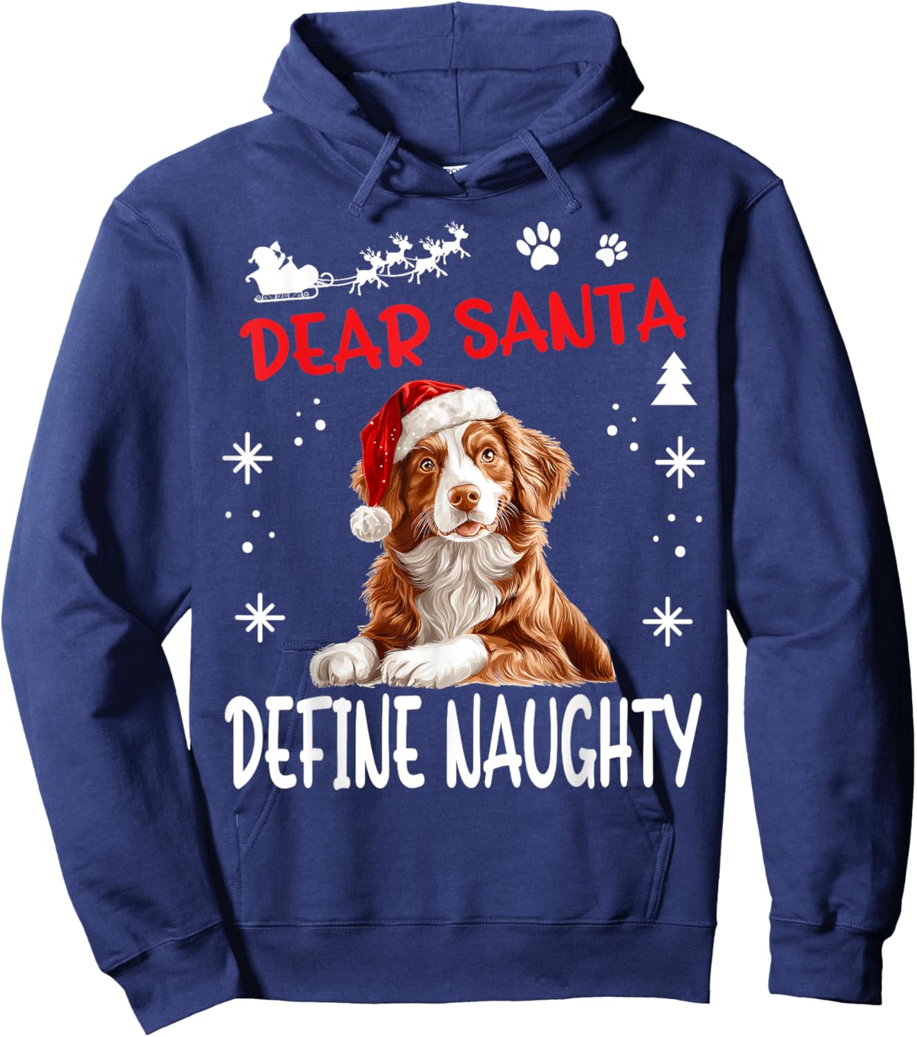 Cute Nova Scotia Duck Tolling Retriever Dog Christmas Dear Hoodie - Hoodie | Navy