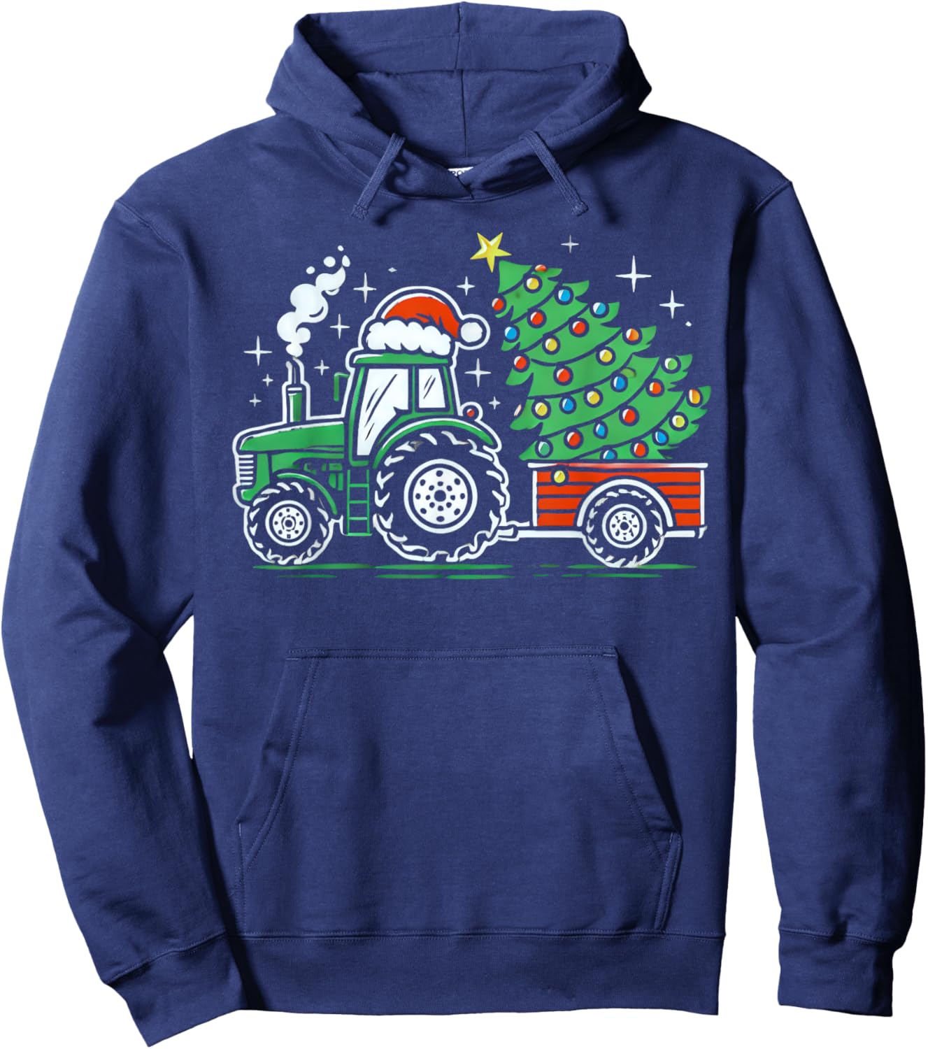 Farm Truck Christmas Tree Tractor Farmer Xmas Boys Kids Hoodie - Hoodie | Navy
