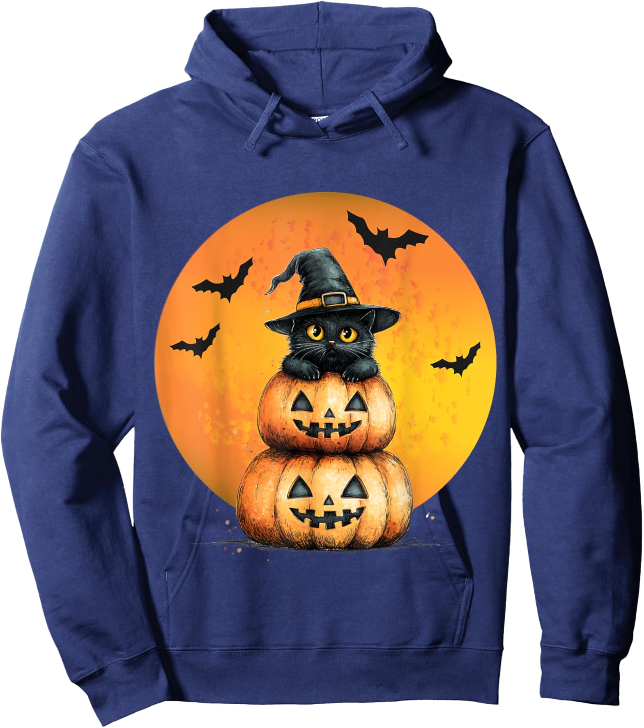 Halloween Cat Black Cat Halloween Scary Cat Angry Cat Funny Hoodie - Hoodie | Navy