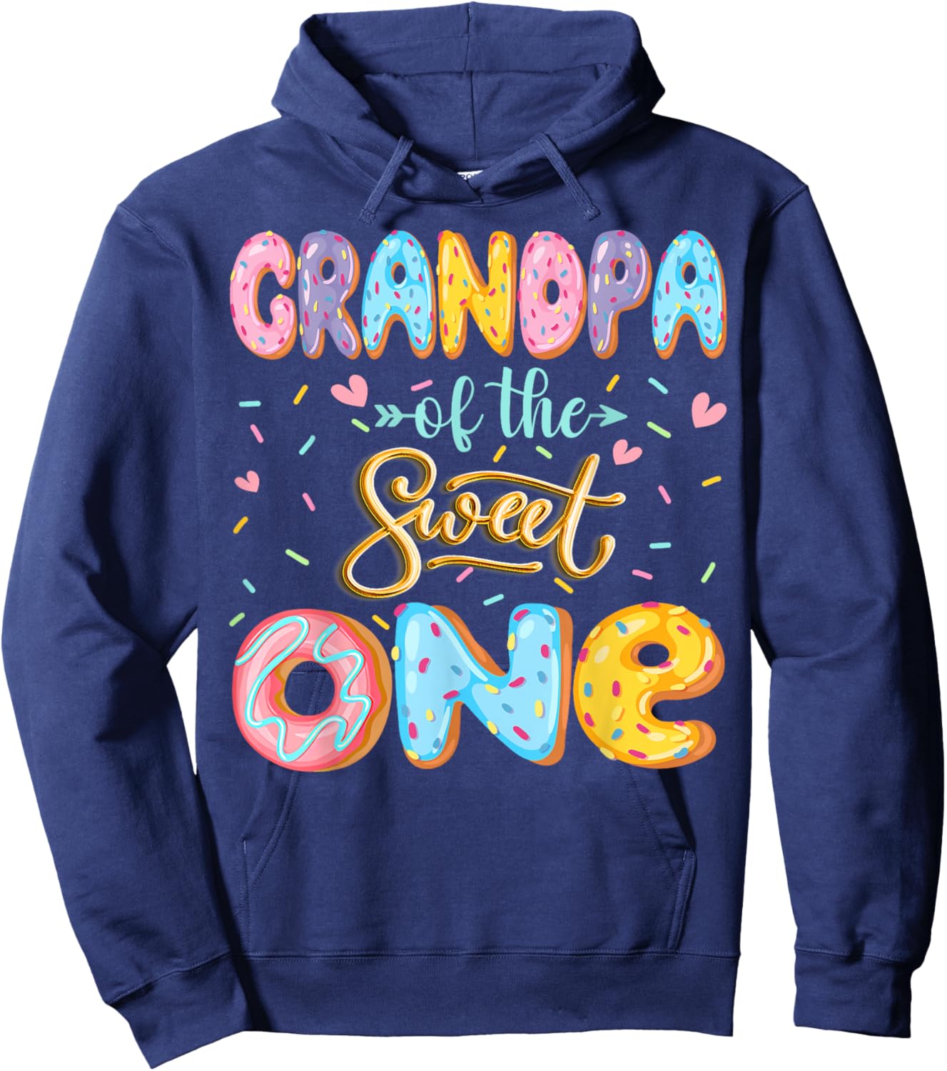 Grandpa Of The Sweet One 1St Birthday Girl Donut Lover Hoodie - Hoodie | Navy