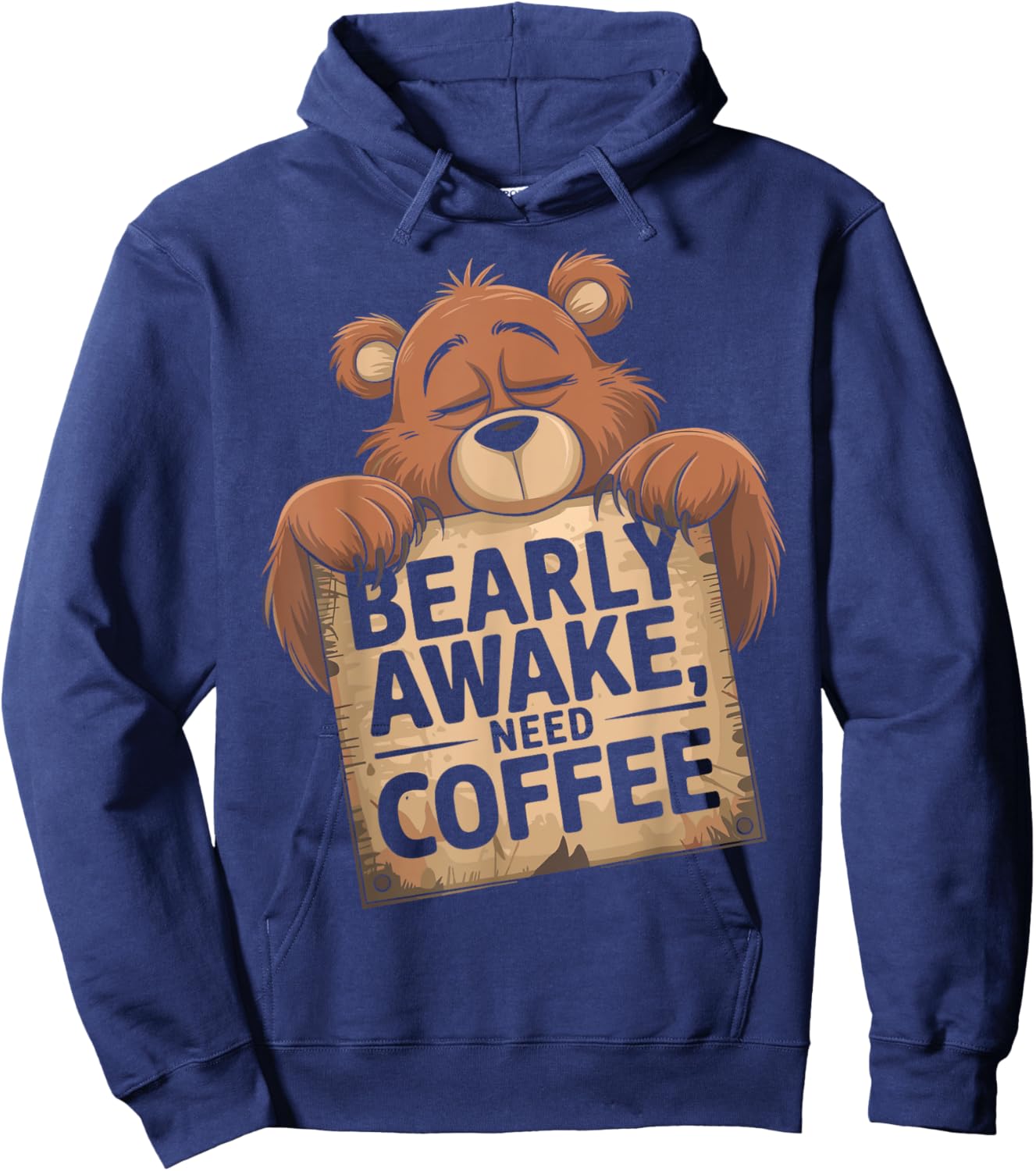 Bearly Awake Coffee Lovers Design Vintage Humor Hoodie - Hoodie | Navy