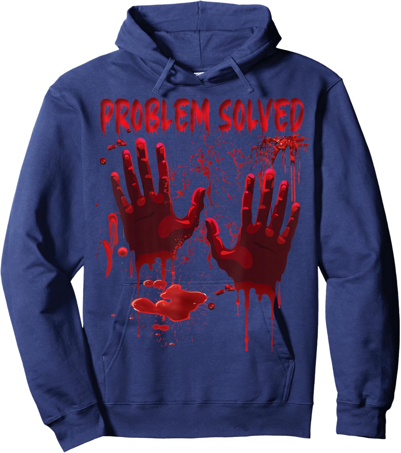 Bloody Hands Costume Men Problem Solved Blood Splatter Hoodie - Hoodie | Navy