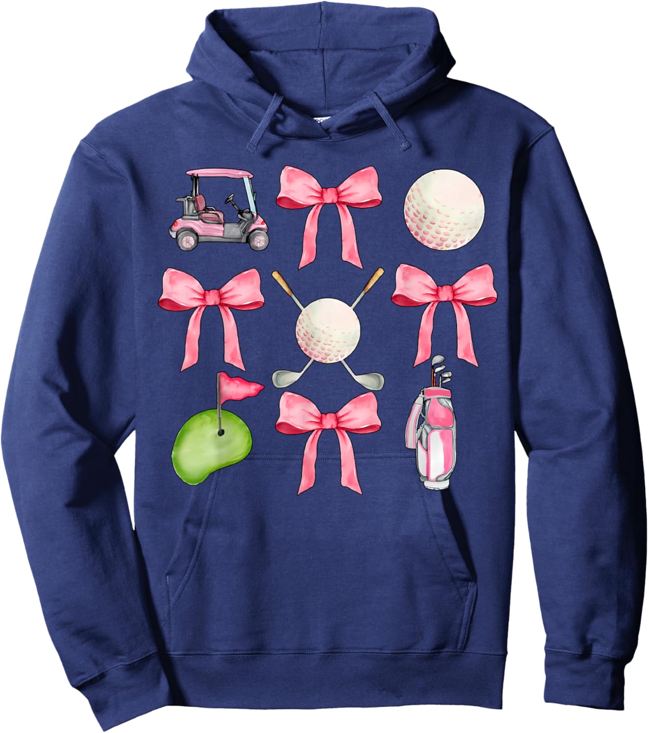 Golf Coquette Bow Golf Ball Mom Game Day Golfing Golfer Hoodie - Hoodie | Navy