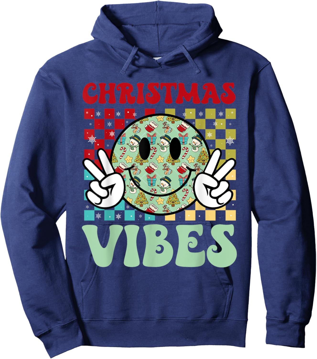 Groovy Christmas Vibes Santa Claus Xmas Kids Girls Hoodie - Hoodie | Navy