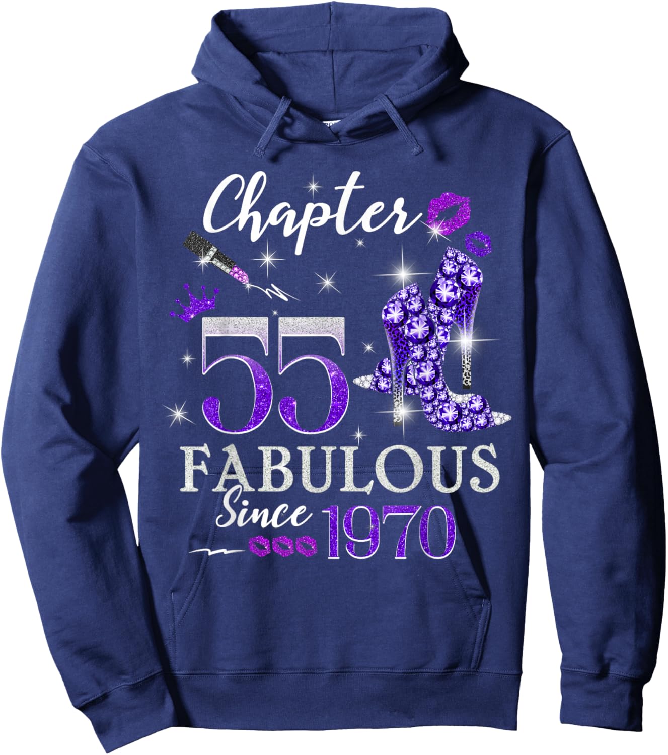 Chapter 55 Fabulous Since 1970 55th Birthday Queen Diamond Hoodie - Hoodie | Navy