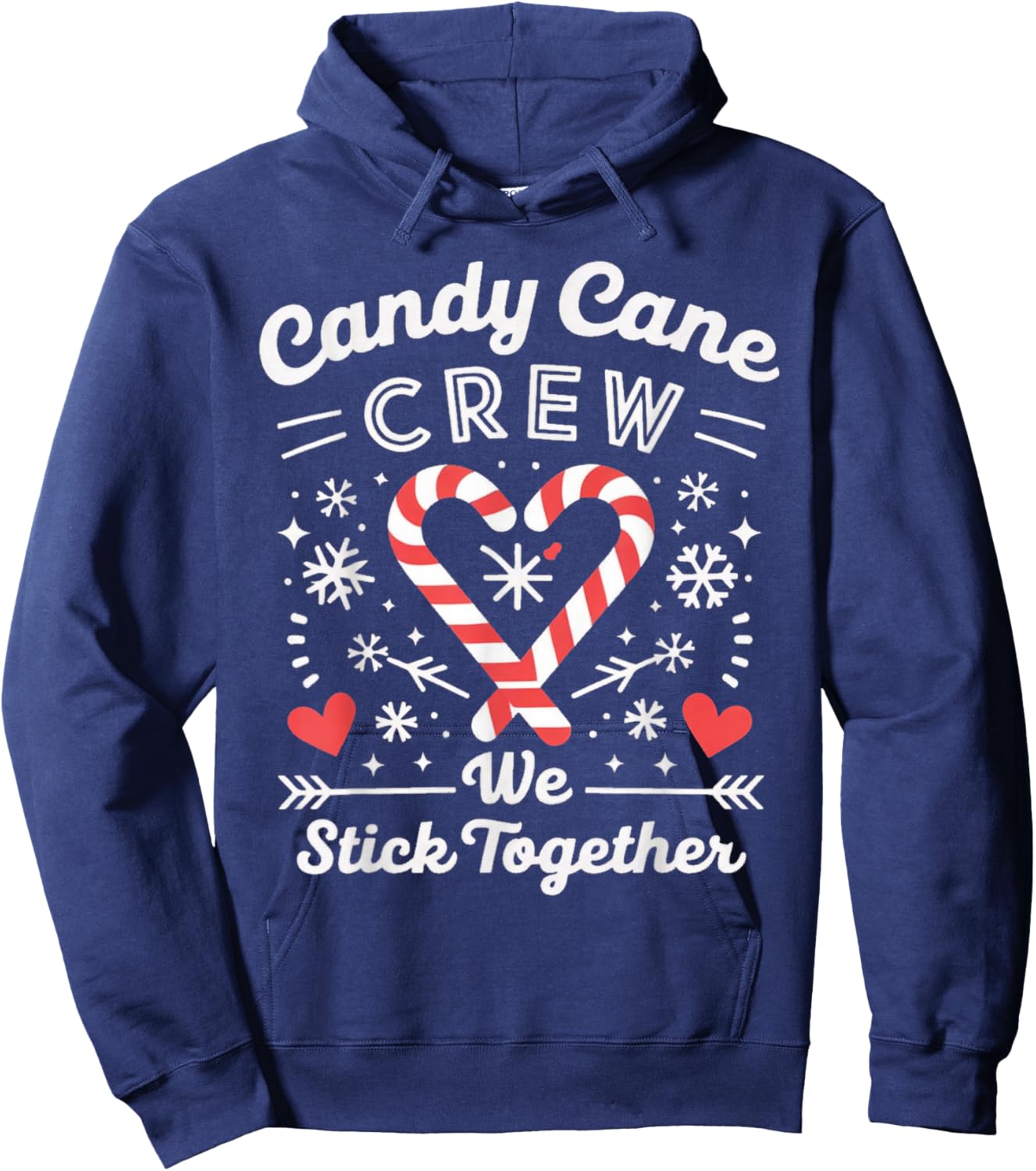 Christmas Candy Cane Heart Holiday Family Matching Pajama Hoodie - Hoodie | Navy